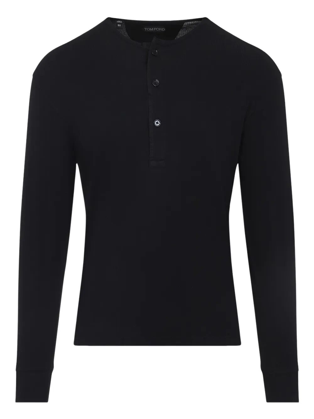 Tom Ford Henley Cotton Stretch Ribbed Long Sleeved T-shirt