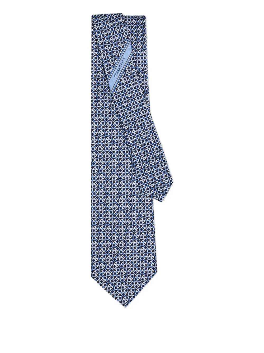 Ferragamo Anteo Gancini Print Silk Tie