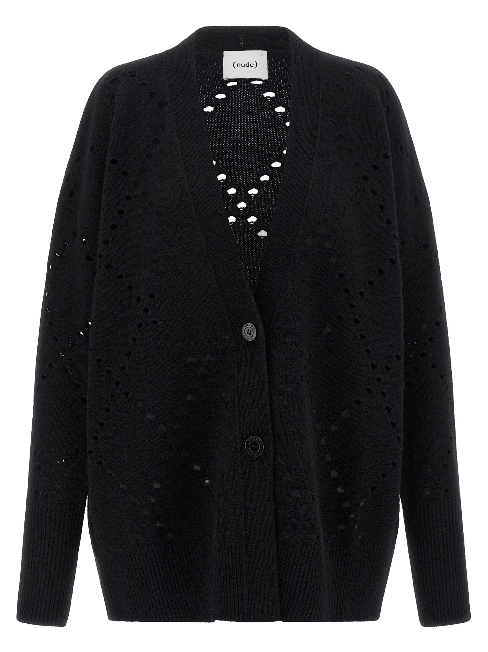 Nude Argyle Cut-Out Cardigan