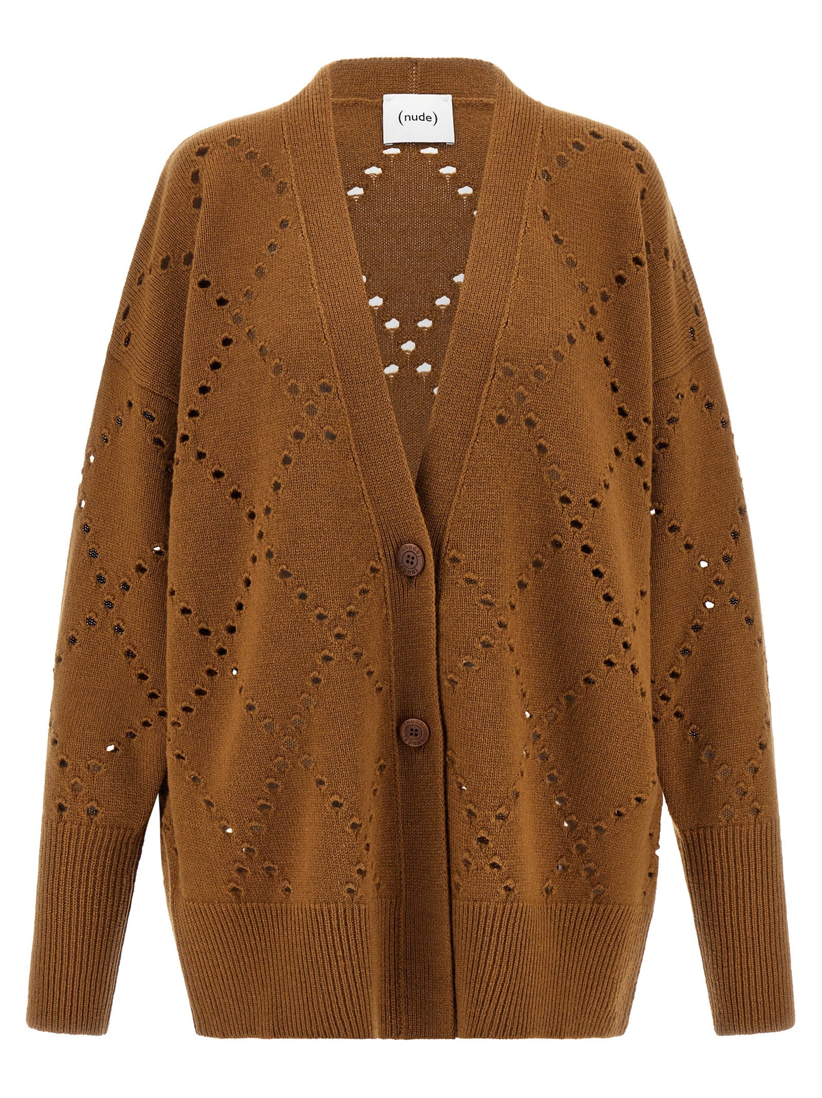 Nude Argyle Cut-Out Cardigan