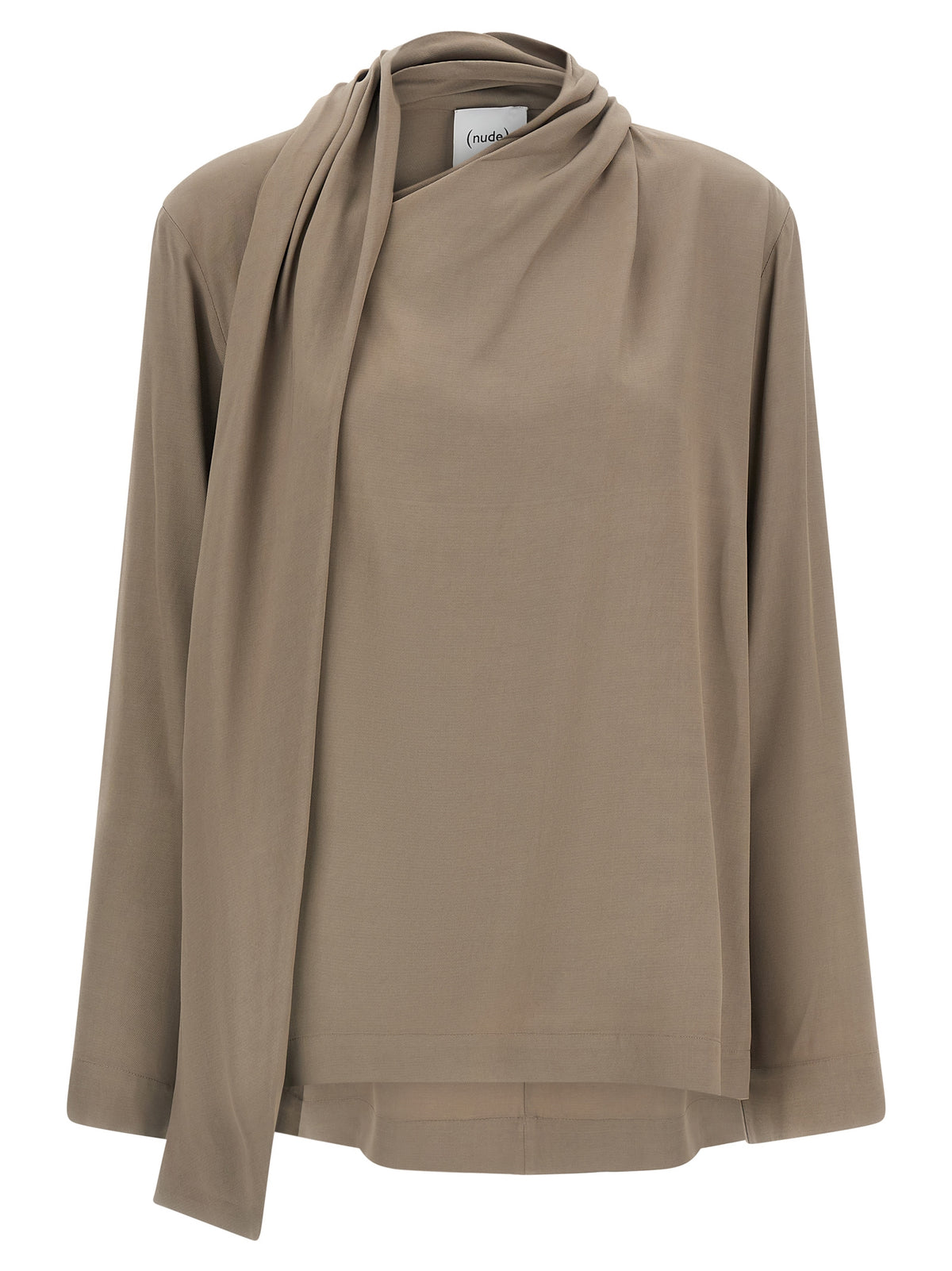 Nude Draped Panel Blouse