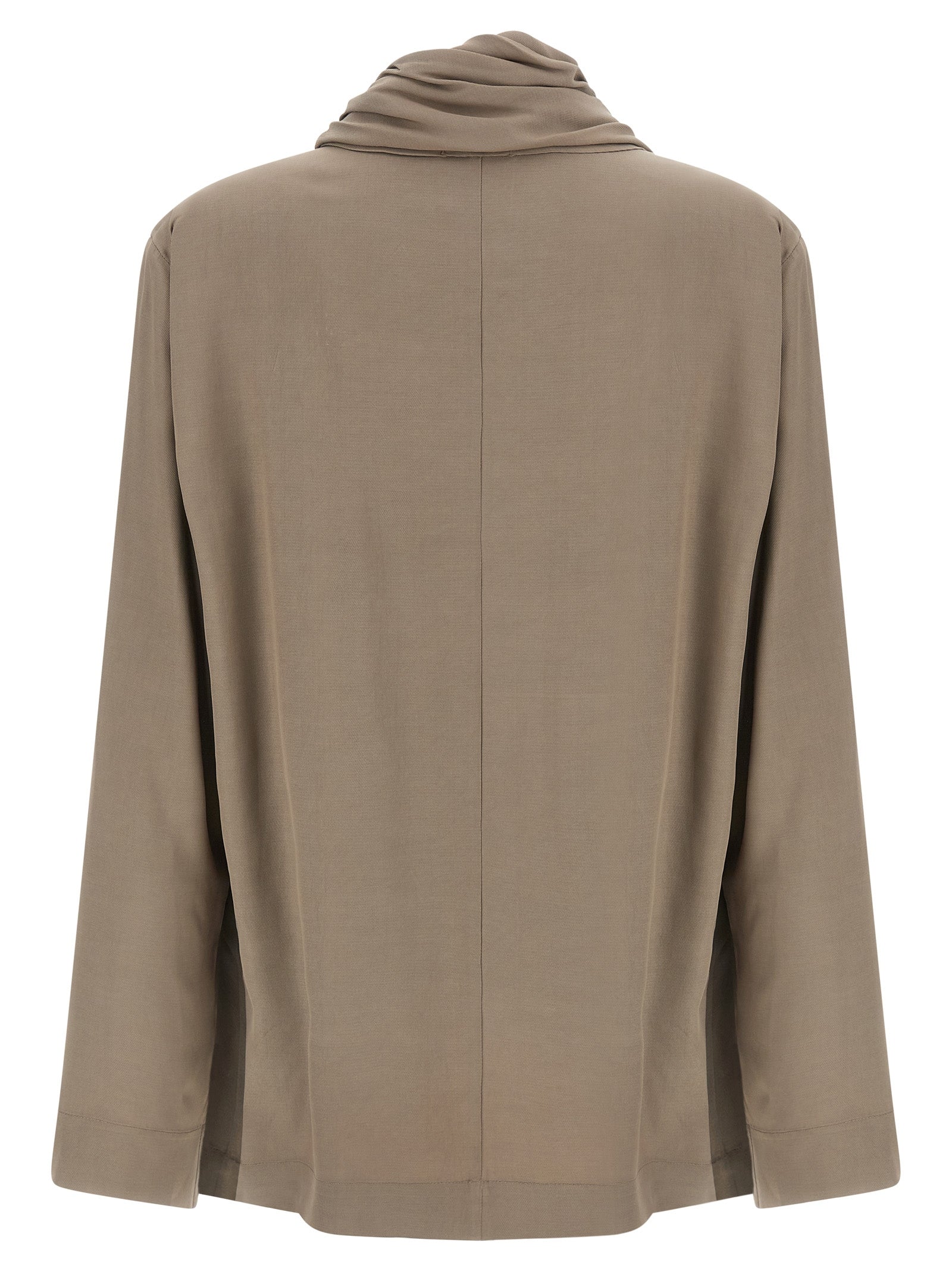 Nude Draped Panel Blouse