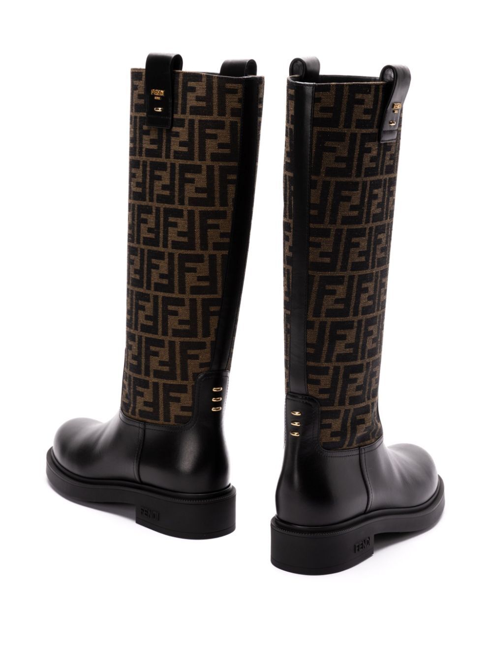 Fendi Fendi Filo Leather And Ff Fabric Boots