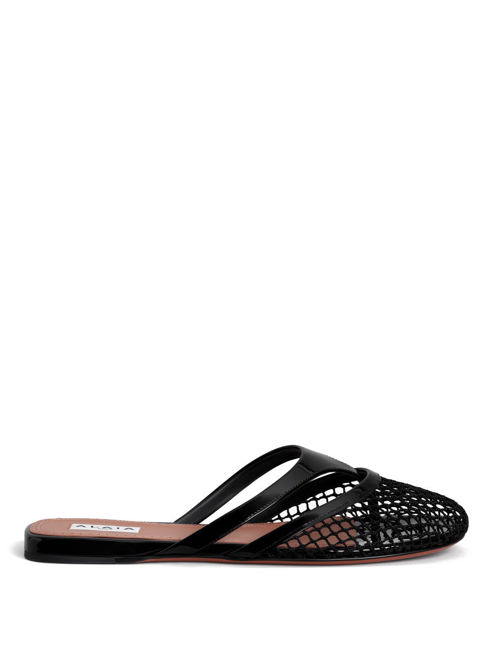 Alaïa Fishnet And Leather Infradito Flat Mules