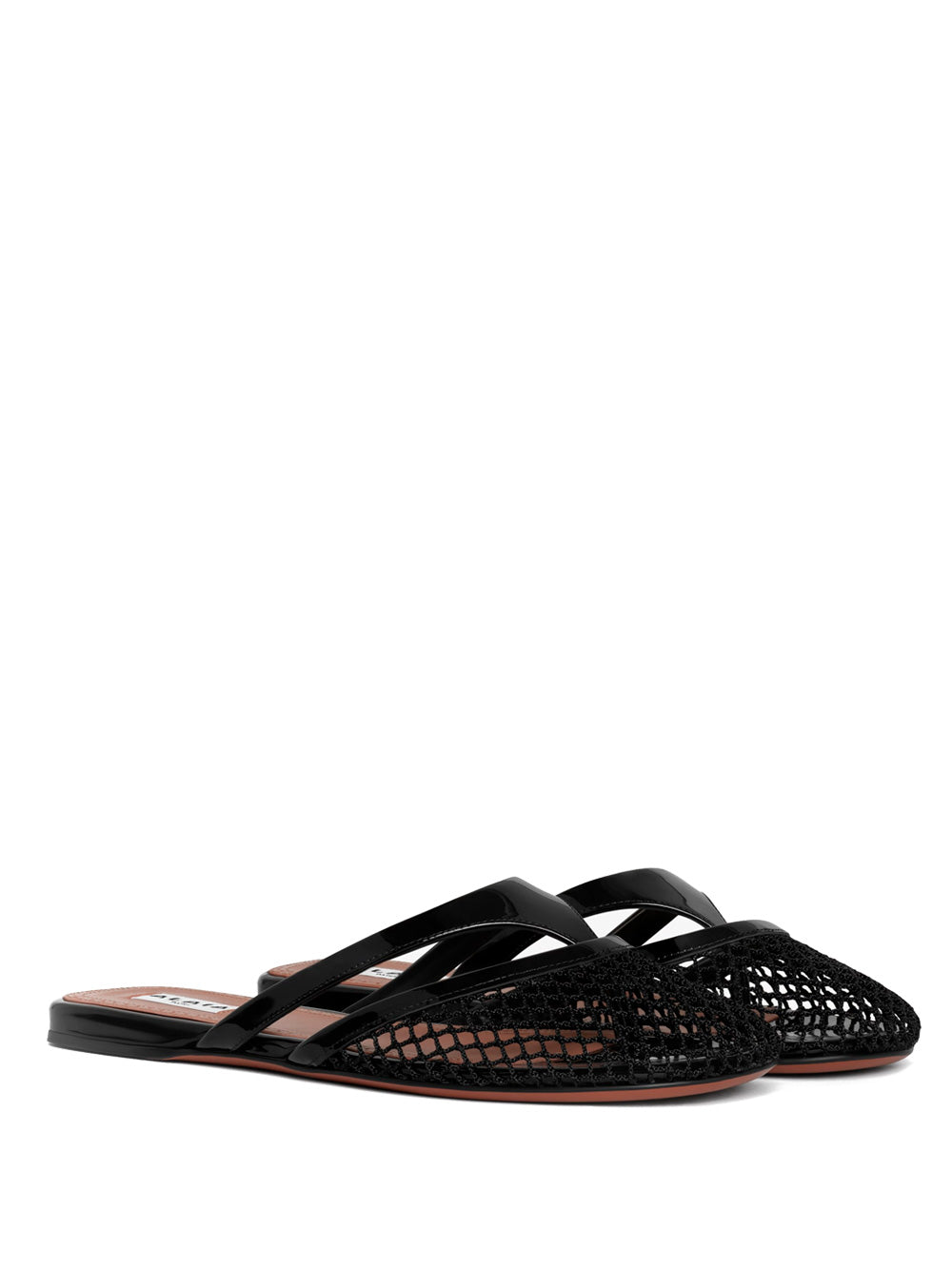 Alaïa Fishnet And Leather Infradito Flat Mules