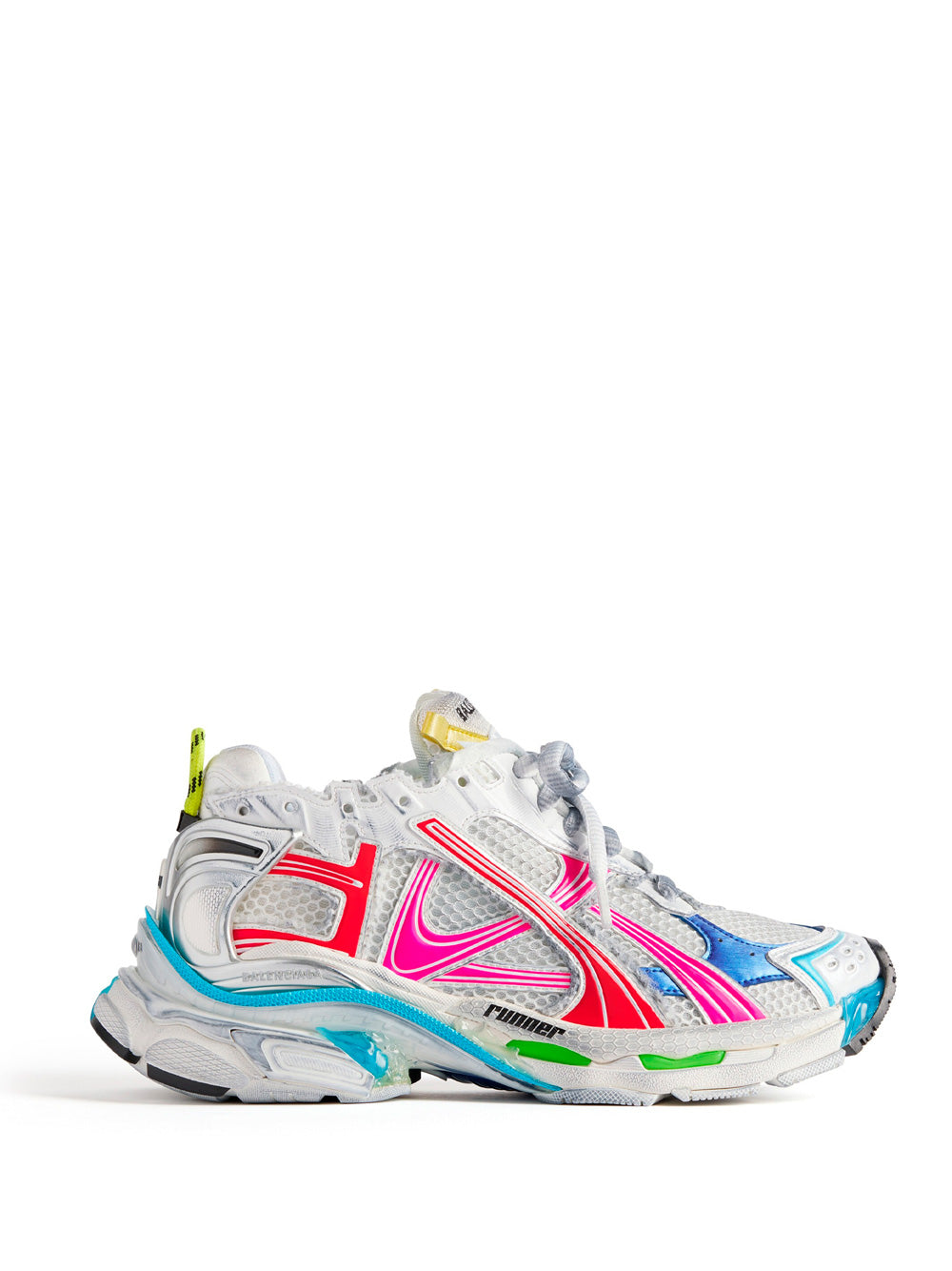Balenciaga Mesh And Nylon Multicolor Worn-out Effect Runner Sneakers