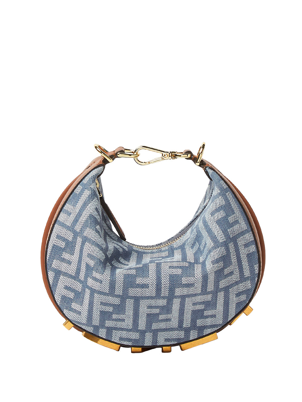 Fendi Fendigraphy Mini Blue Denim-effect Ff Jacquard Mini-bag