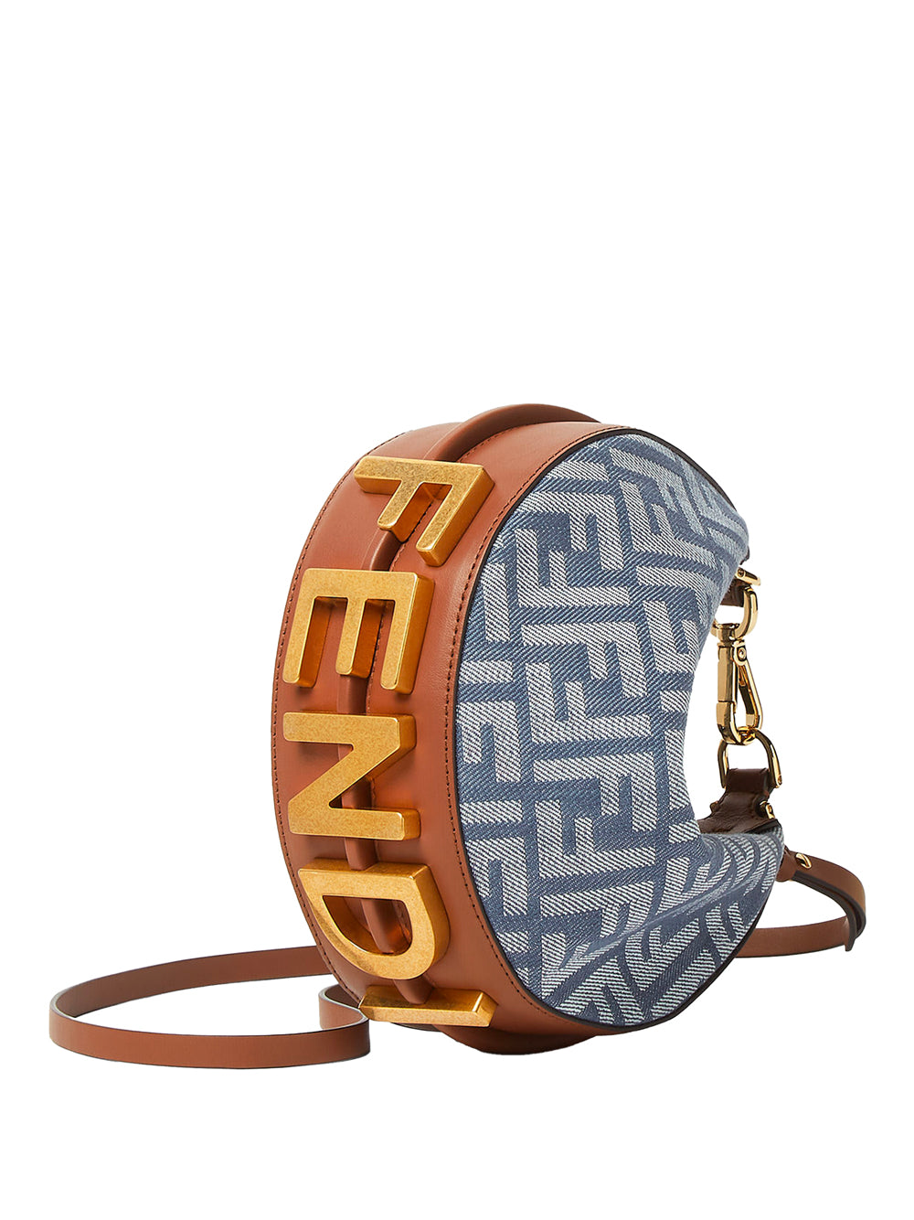 Fendi Fendigraphy Mini Blue Denim-effect Ff Jacquard Mini-bag