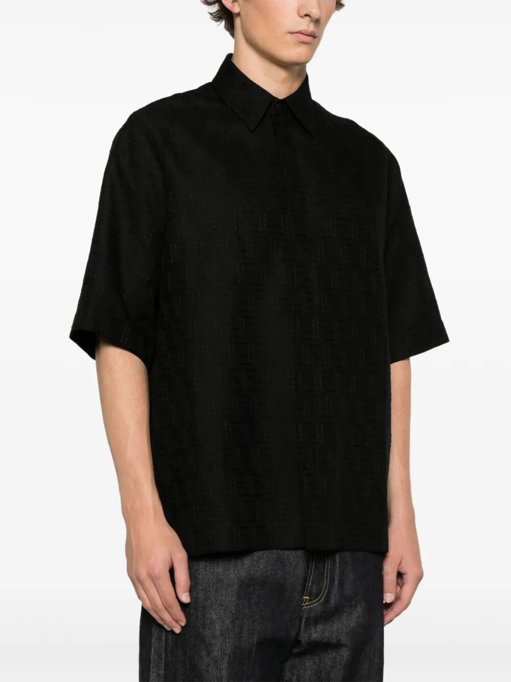 Fendi Linen Ff Jacquard Oversize Shirt