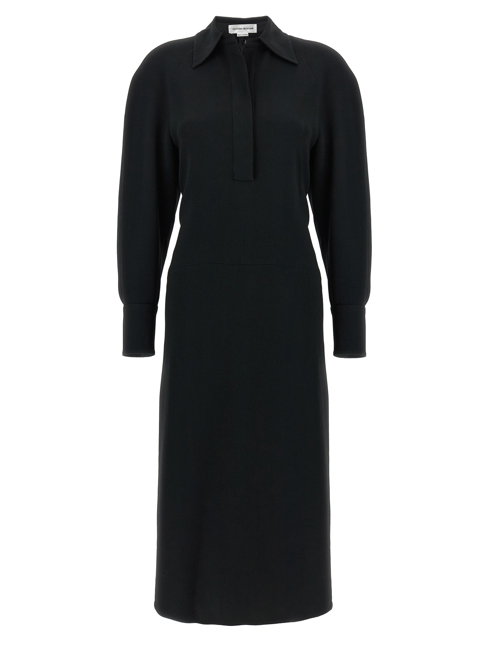 Victoria Beckham 'Long Sleeve Polo Collar Midi' Dress