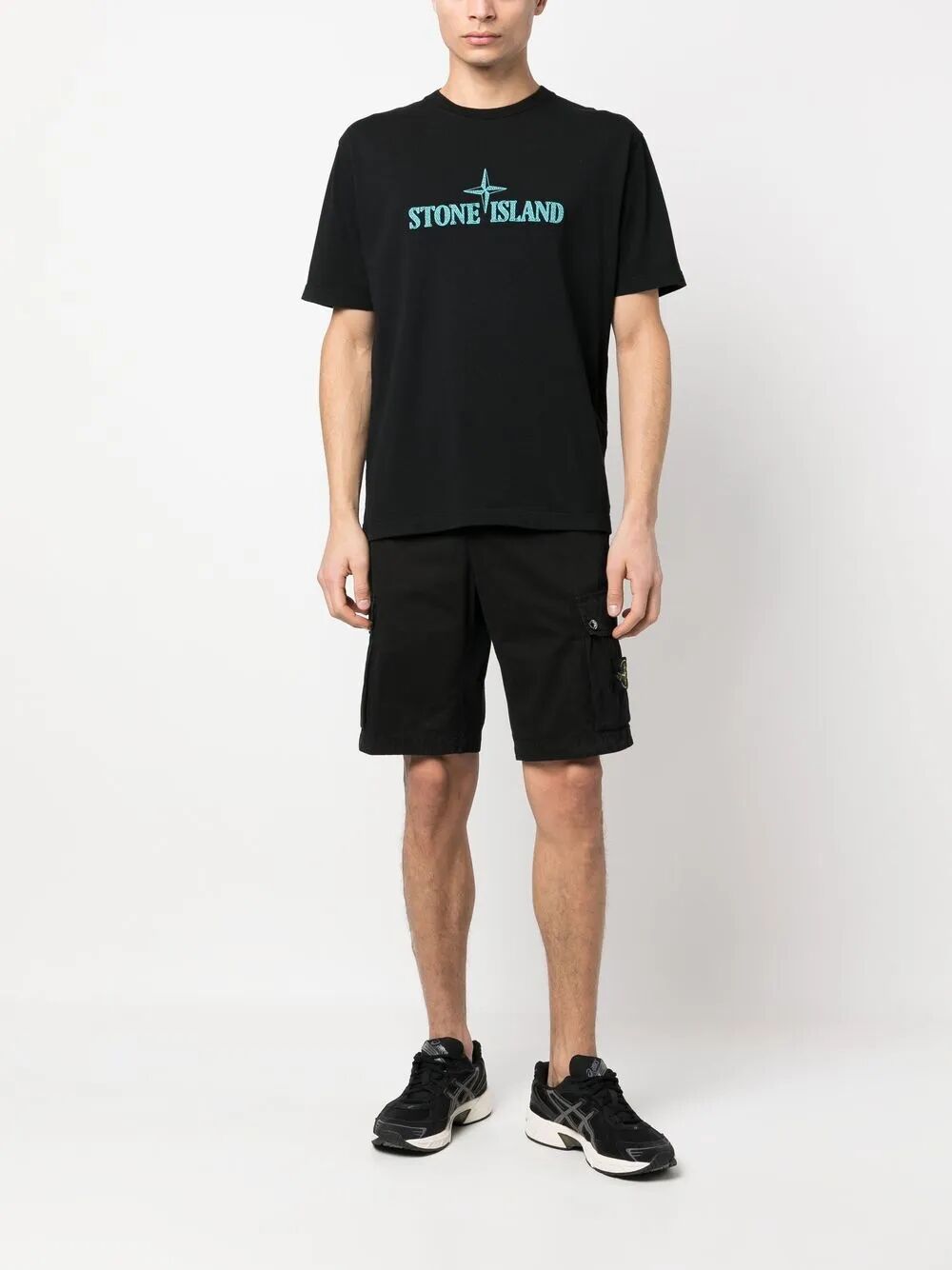 Stone Island Old Effect Cotton Cargo Bermuda Shorts