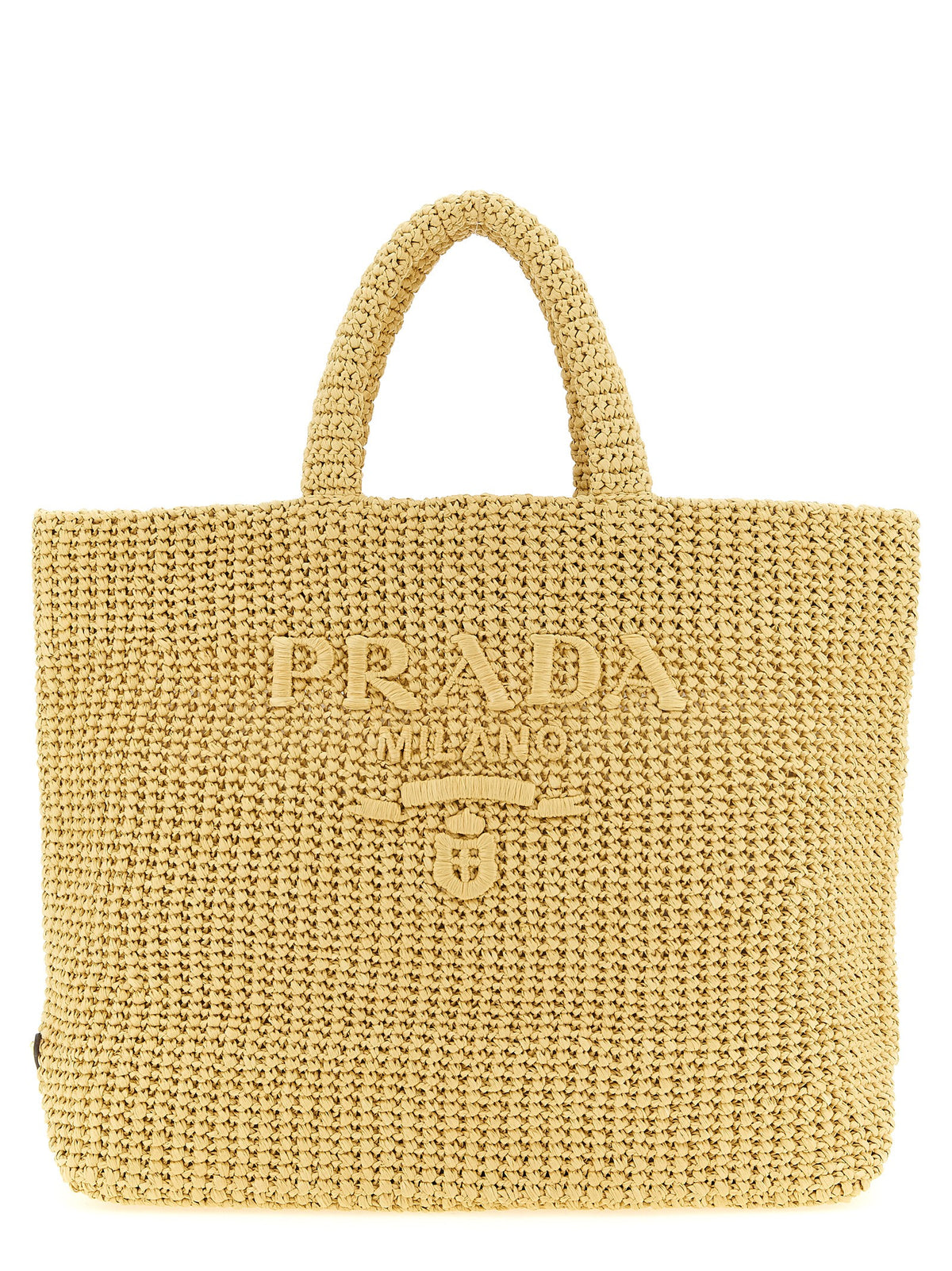Prada Crochet Raffia Shopping Bag