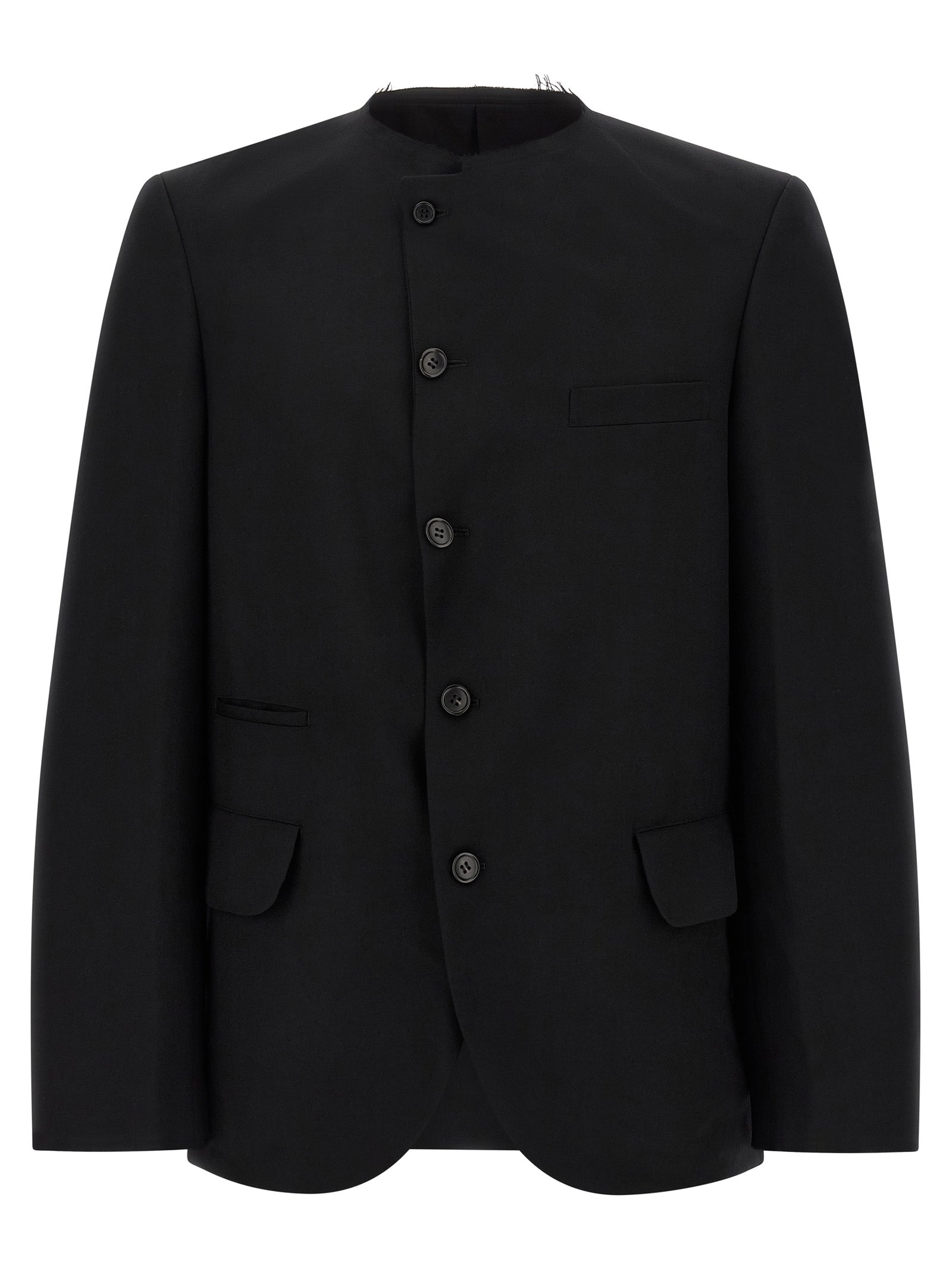 Comme Des Garcons Black Raw Cut Hem Blazer