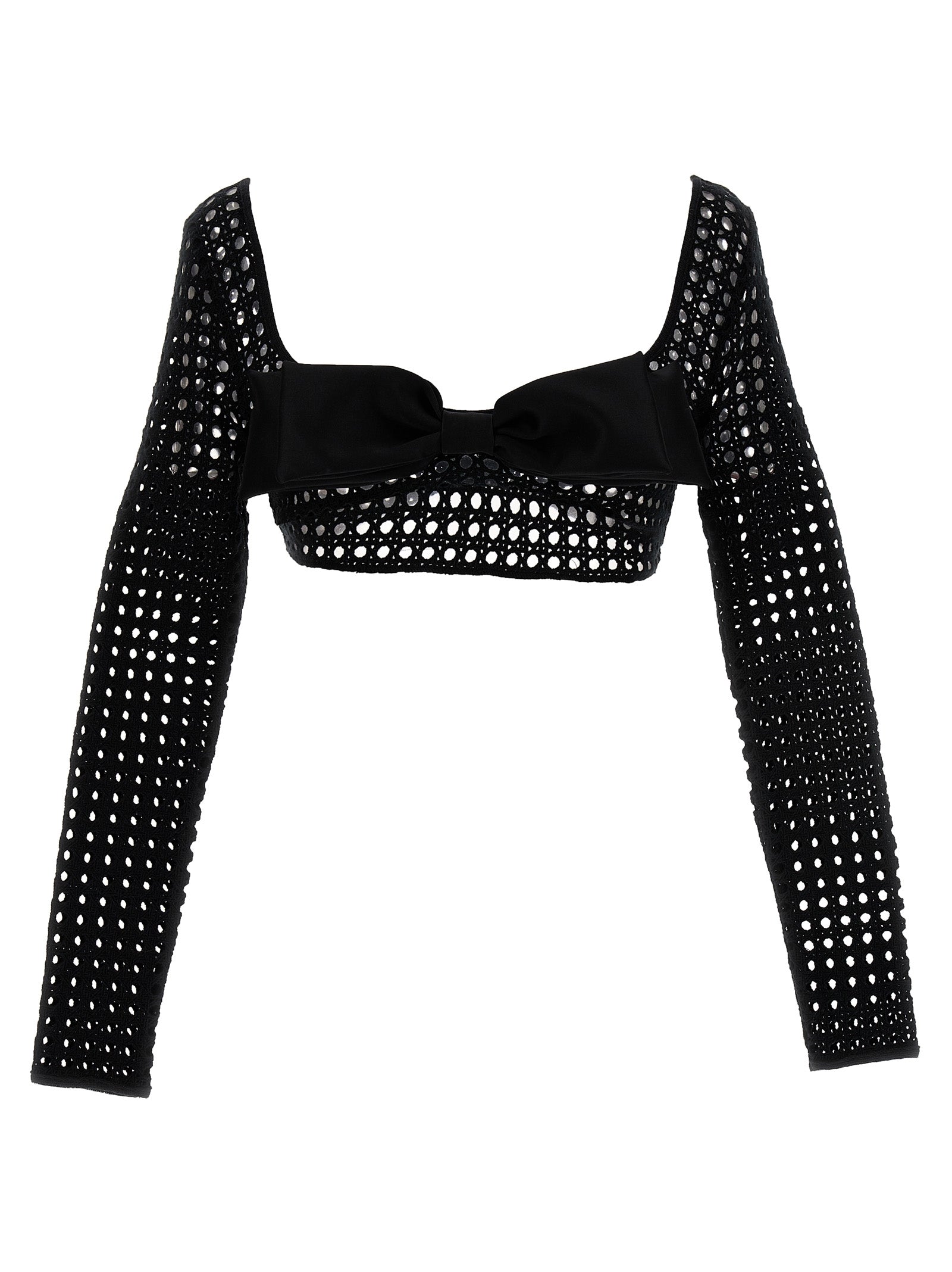 Giambattista Valli Cropped Macramé Bow Top