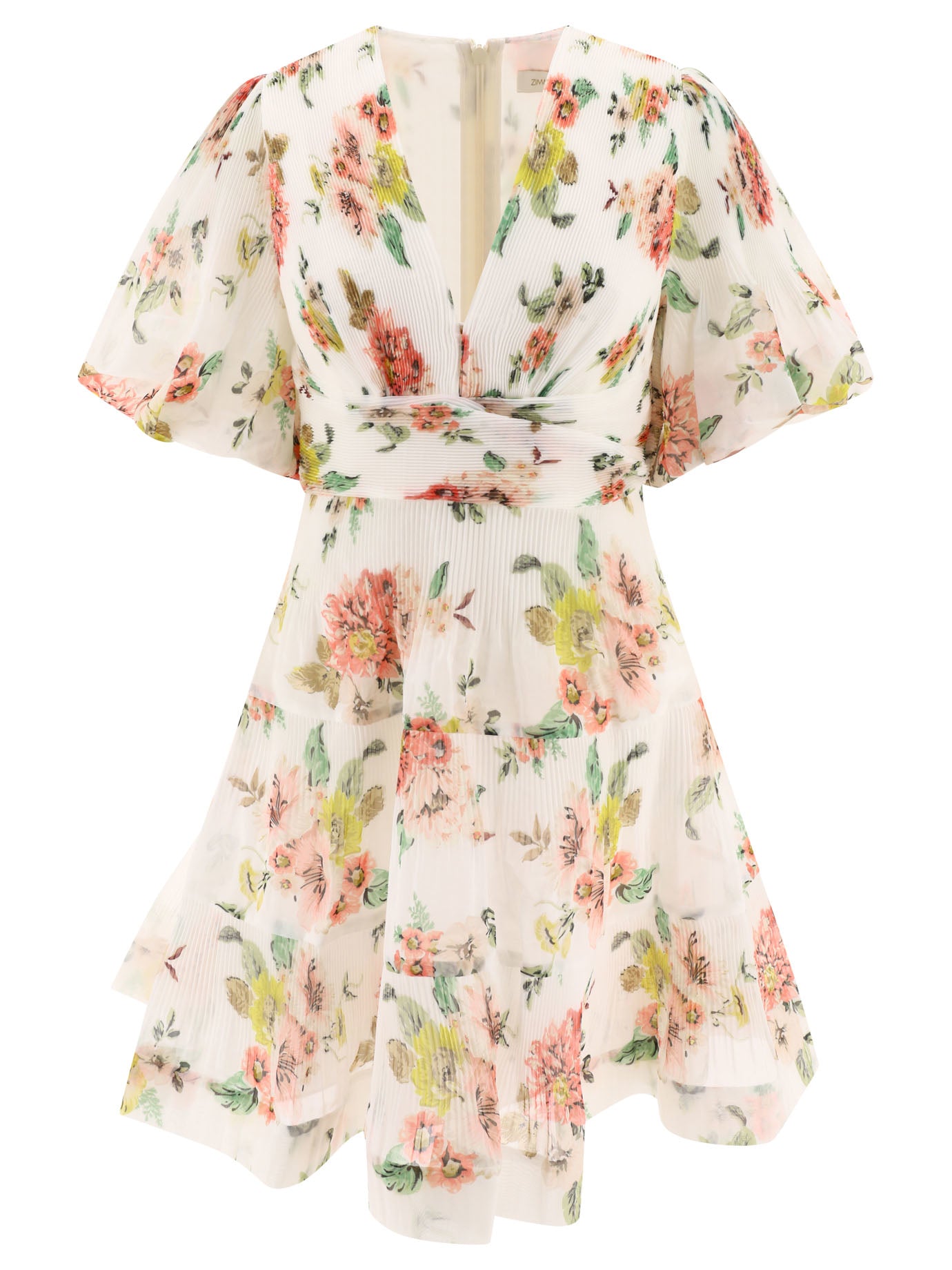 Zimmermann Miniabito Con Maniche A Sbuffo E Stampa Floreale