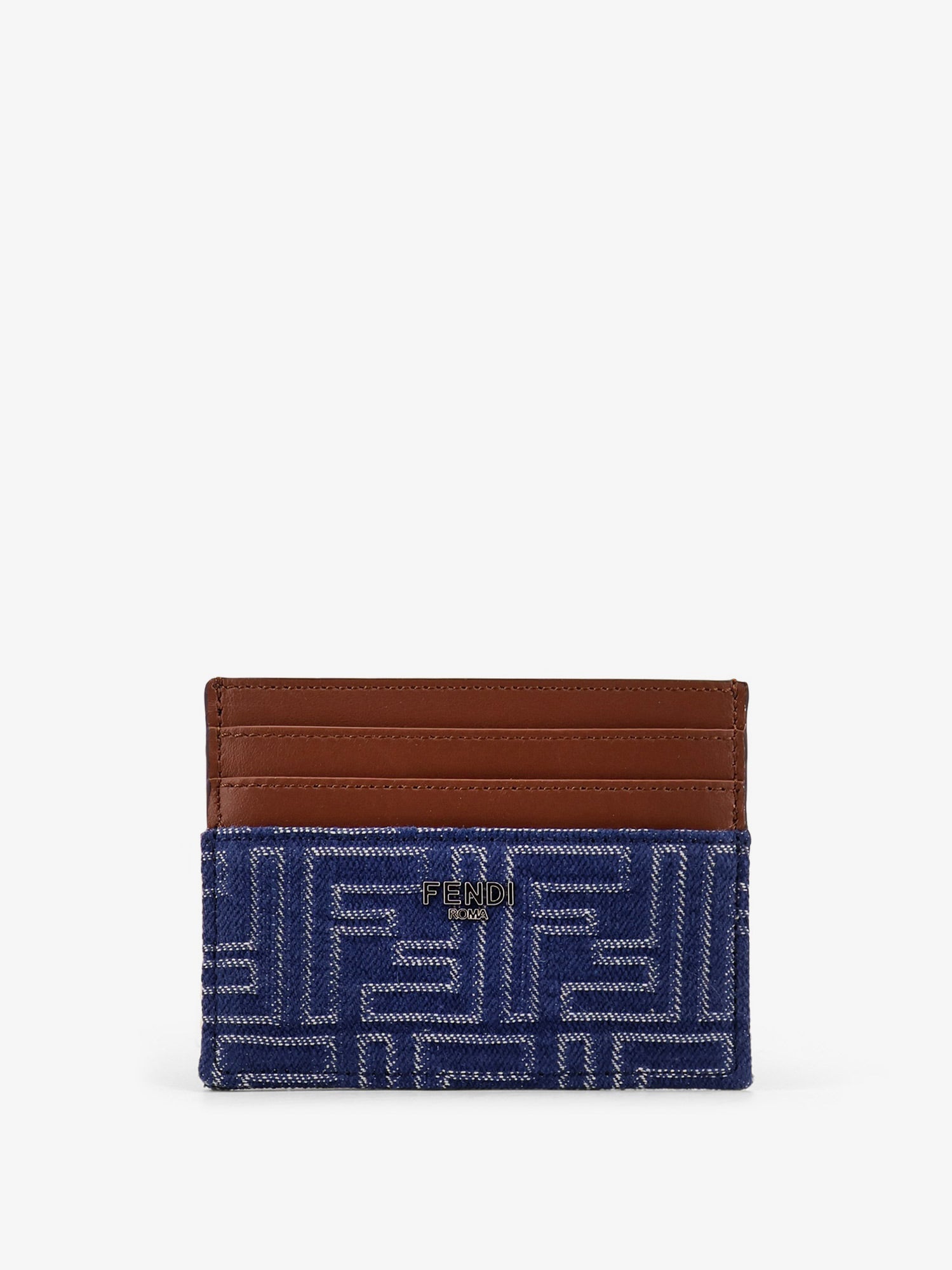 Fendi Jacquard Ff Fabric Cardholder With Denim Effect