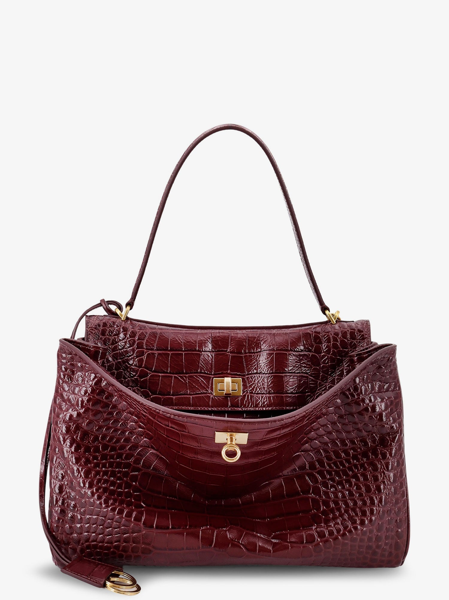 Balenciaga Rodeo Leather Shoulder Bag With Croco Effect