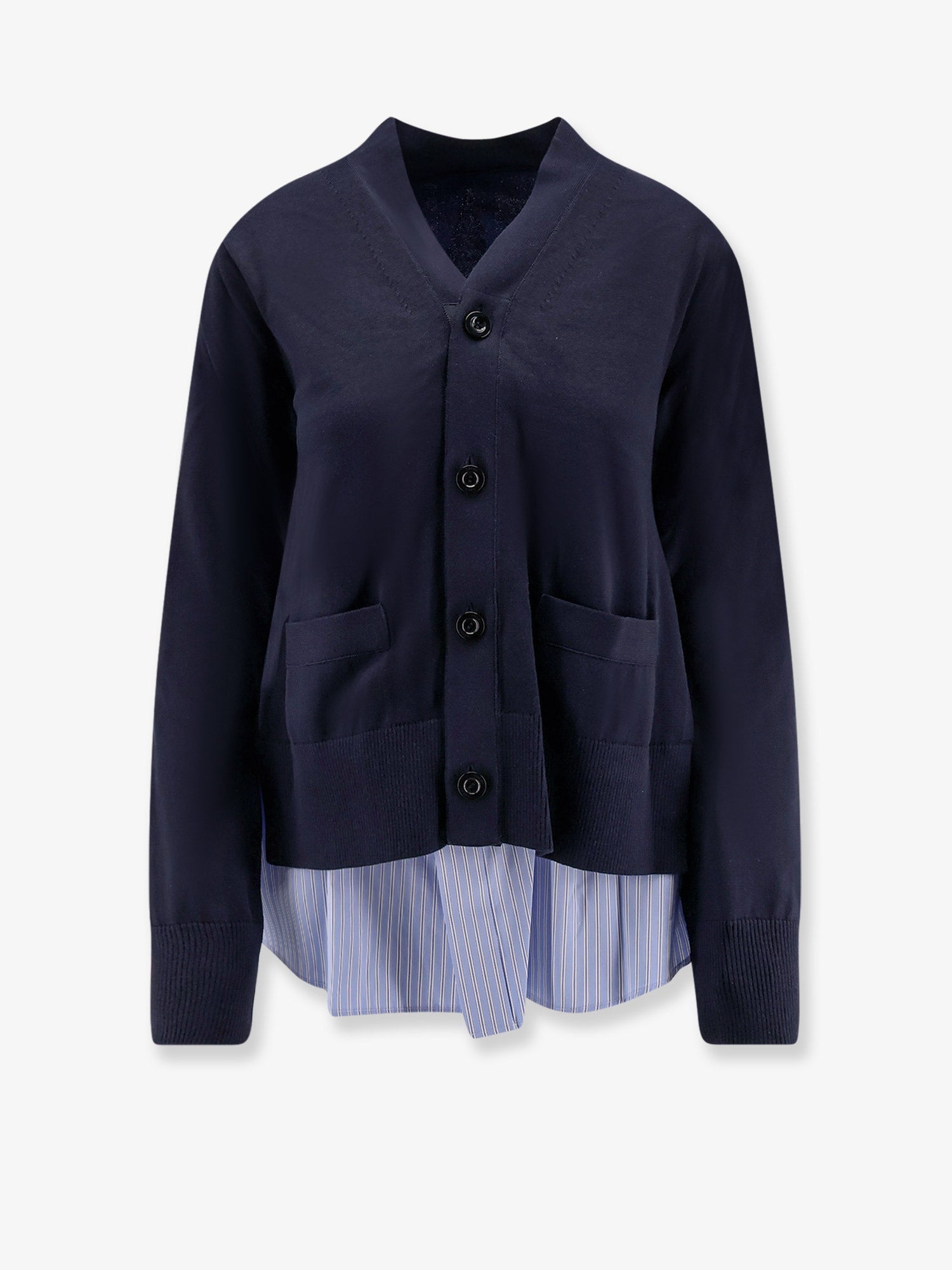 Sacai Cotton Cardigan With Mesh Inserts