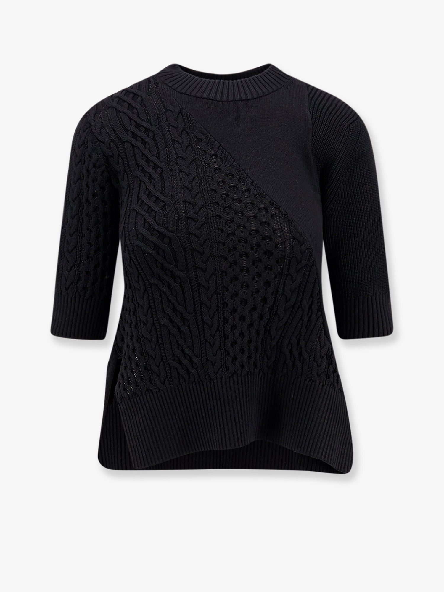 Sacai Cotton Blend Asymmetrical Sweater