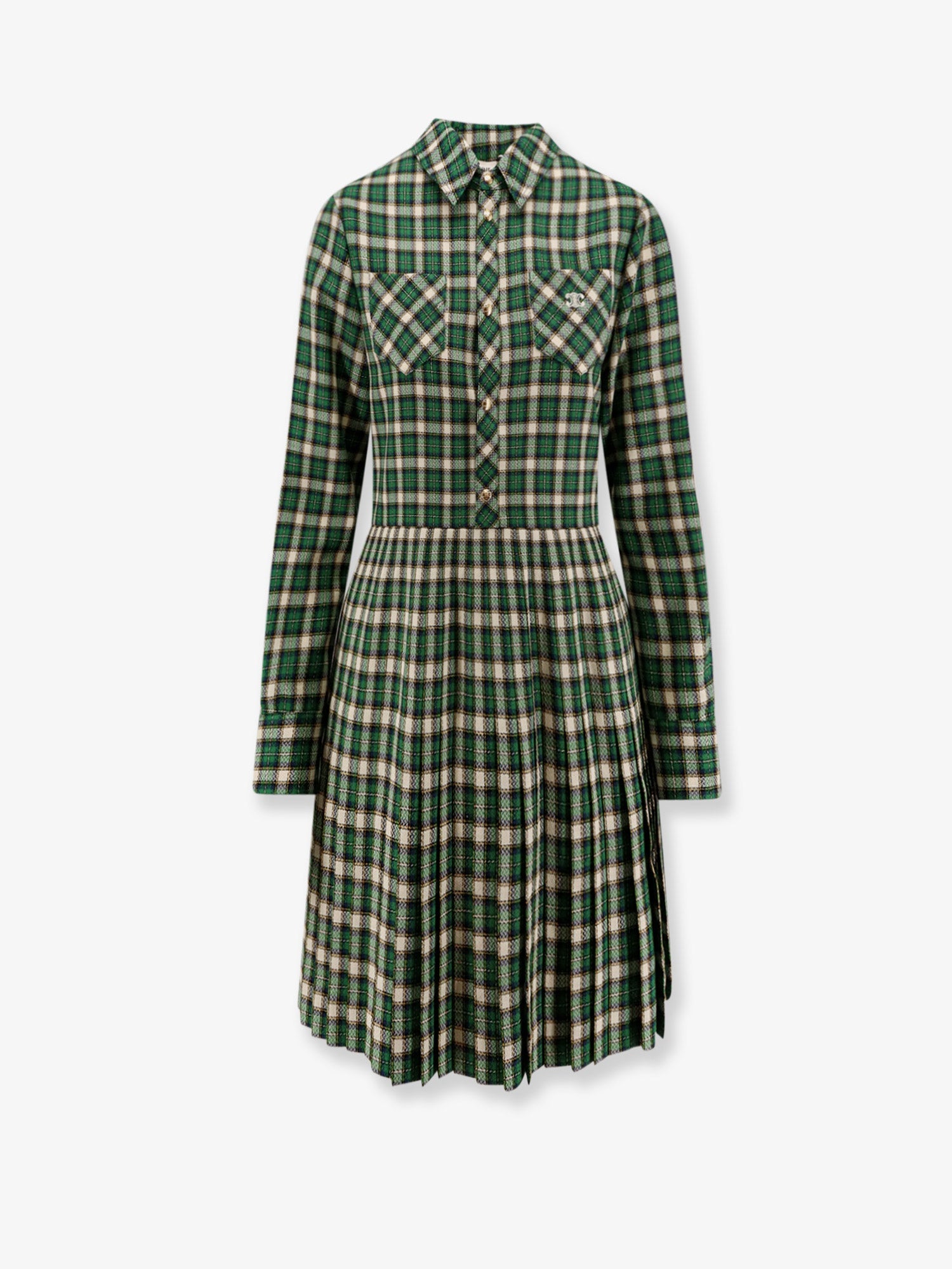 Celine Tartan Wool Mini Dress