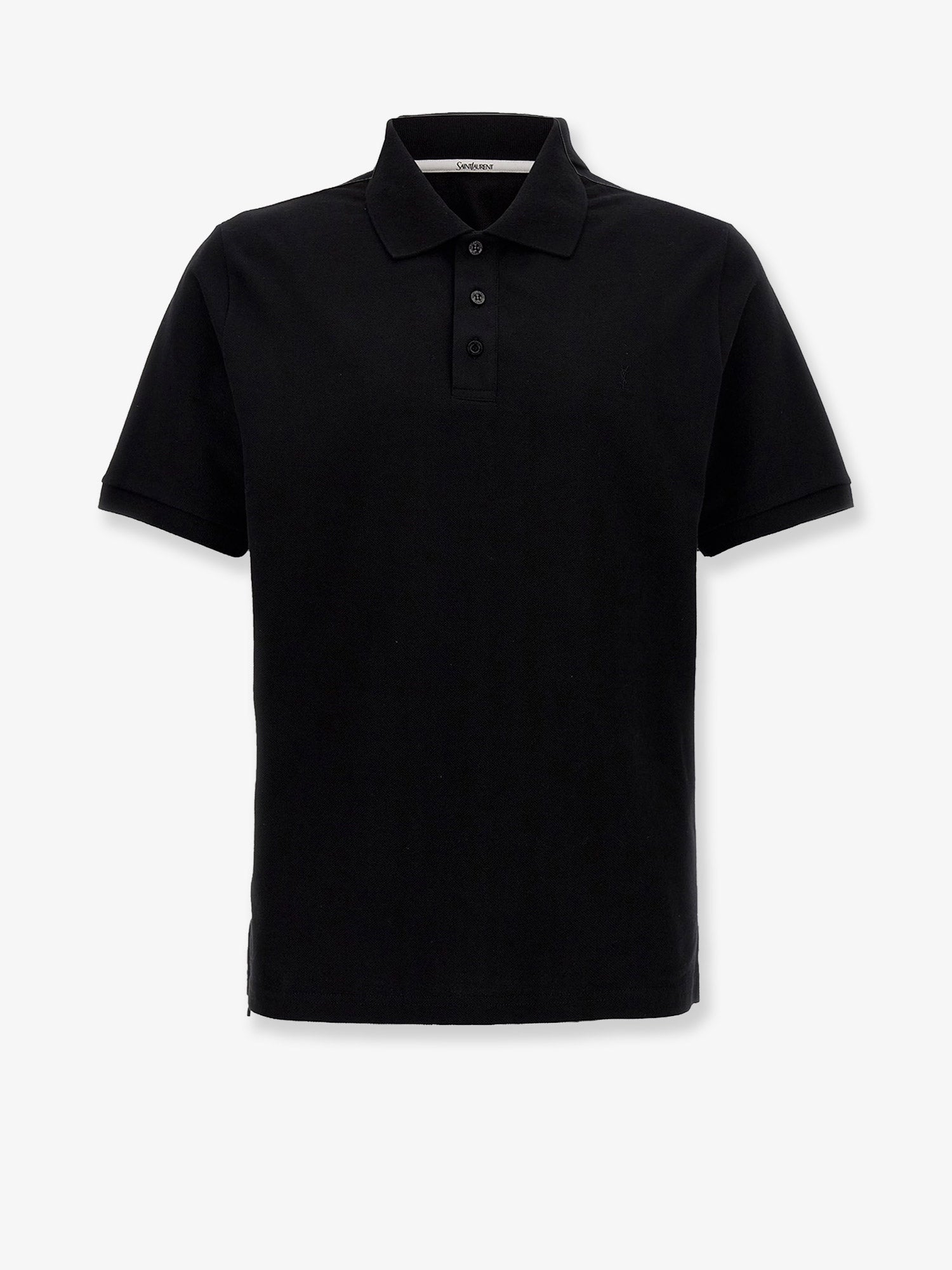 Saint Laurent Cotton Blend Polo Shirt With Cassandre Embroidery