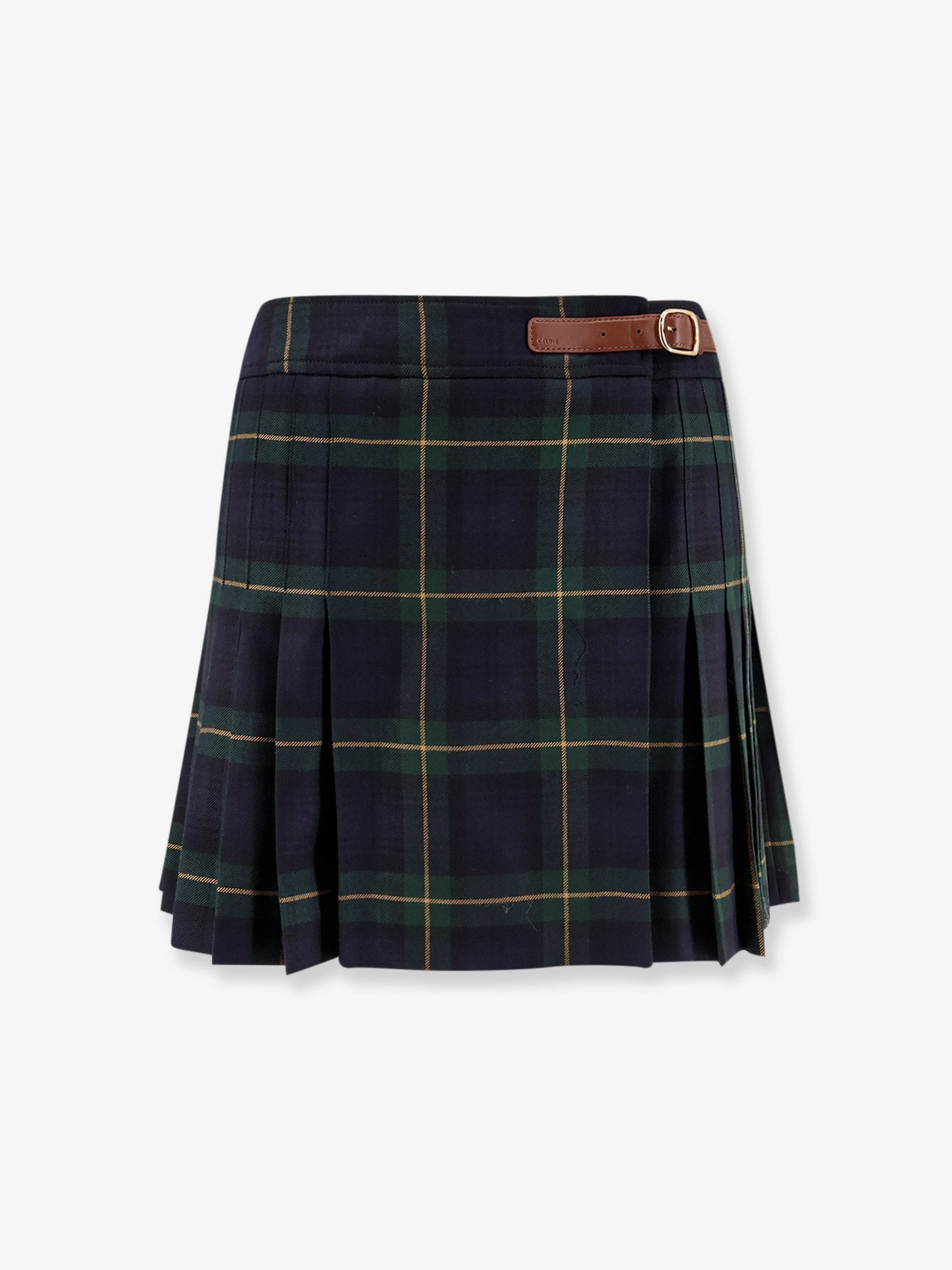 Celine Tartan Wool Kilt Miniskirt