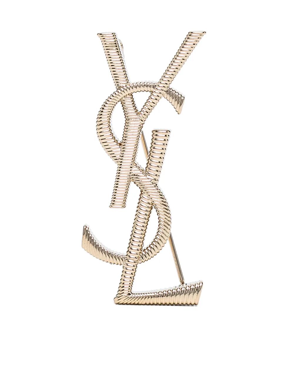 Saint Laurent Cassandre Cord Texture Metal Brooch