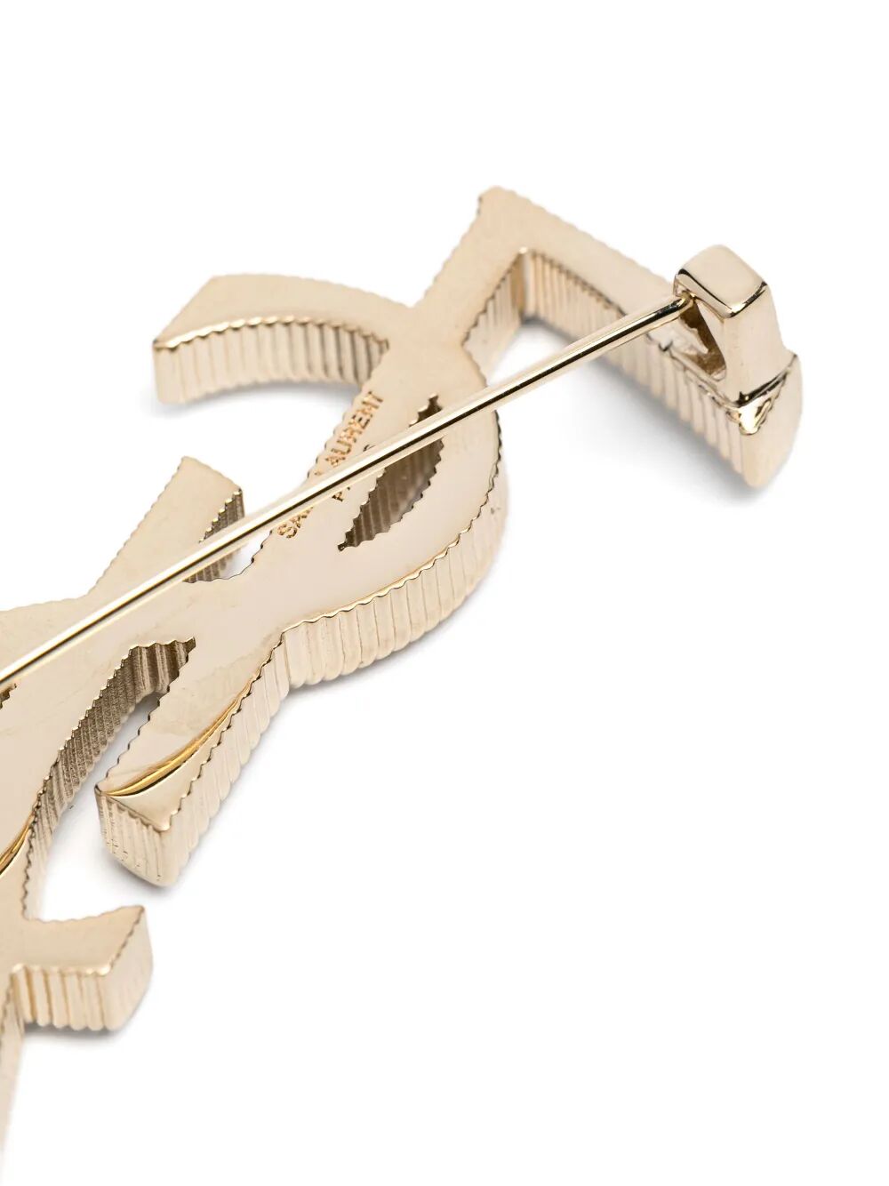 Saint Laurent Cassandre Cord Texture Metal Brooch