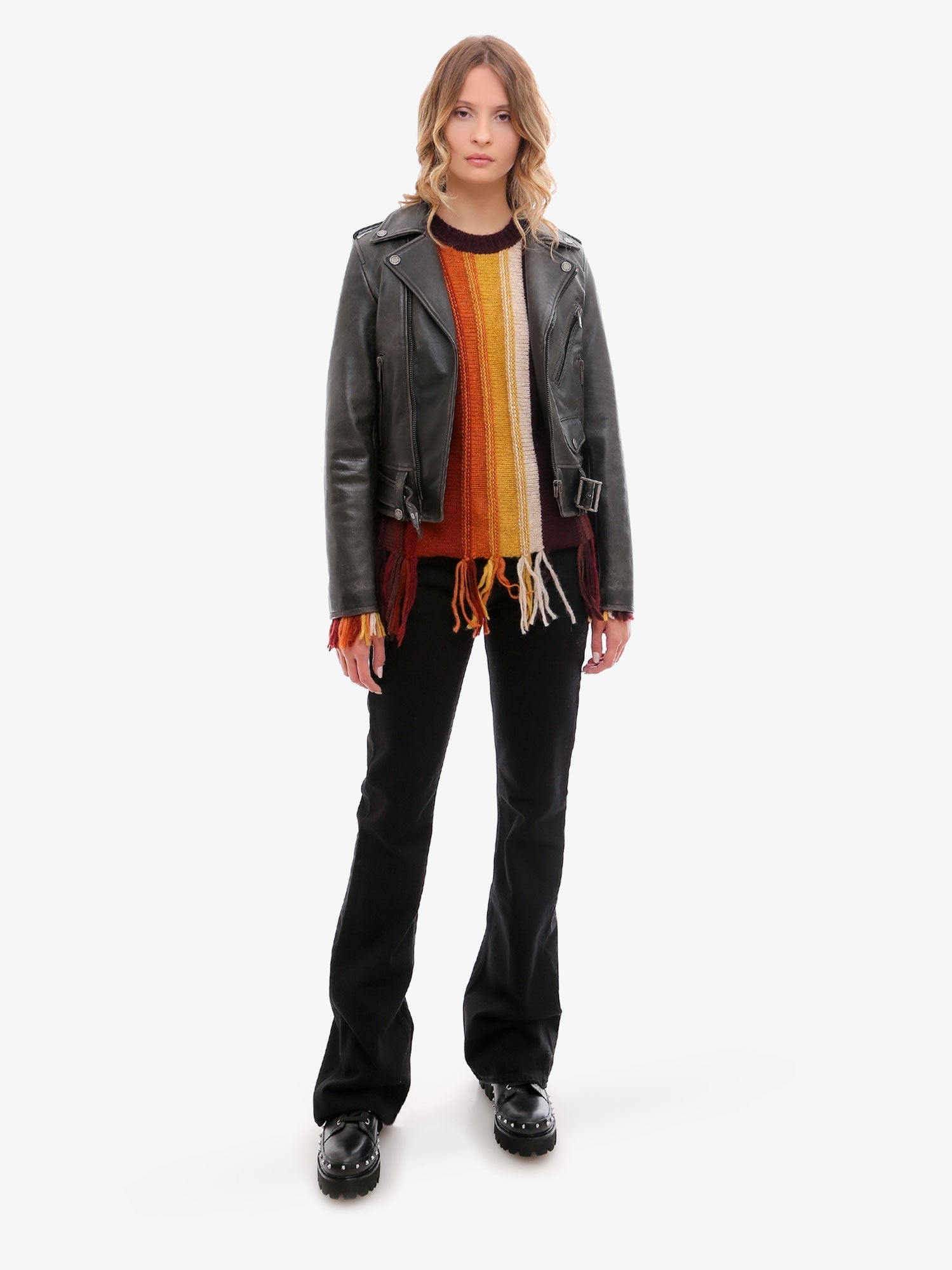 Golden Goose Slim Fit Destiny Lived-in Effect Leather Biker