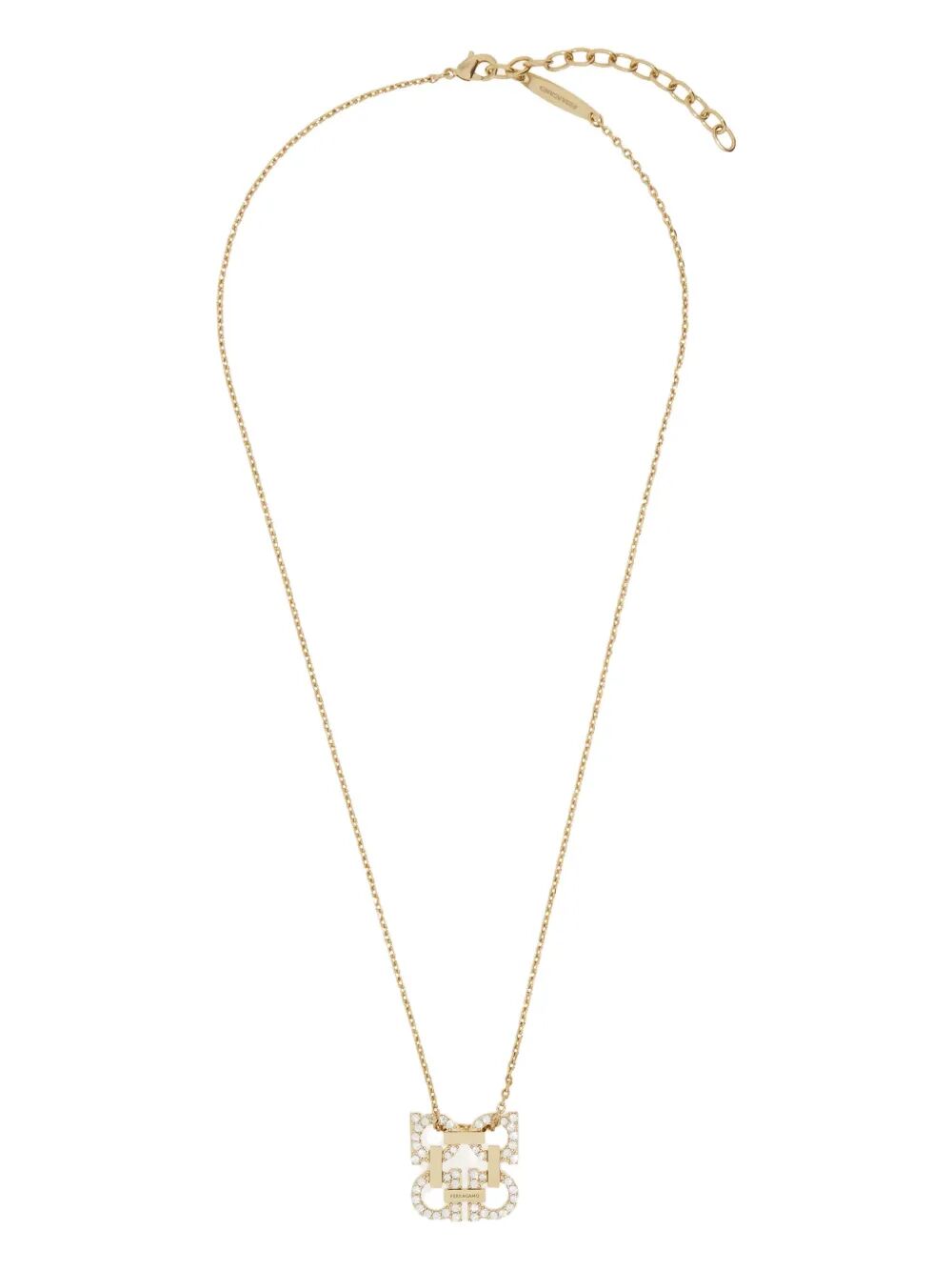 Ferragamo Crystal Embellished Four Gancini Pendant Necklace