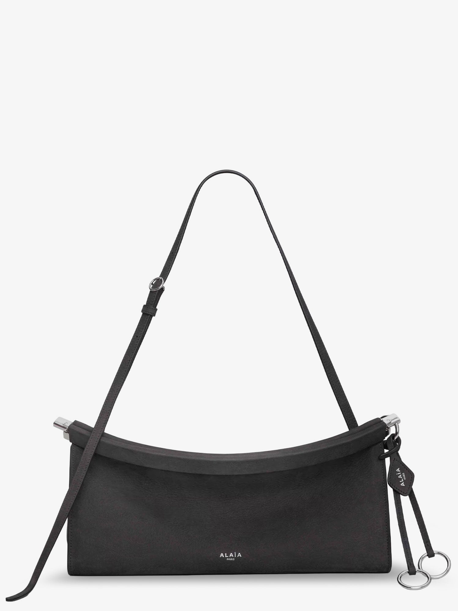 Alaïa East West Leather Shoulder Bag With Engraved Lettering Logo