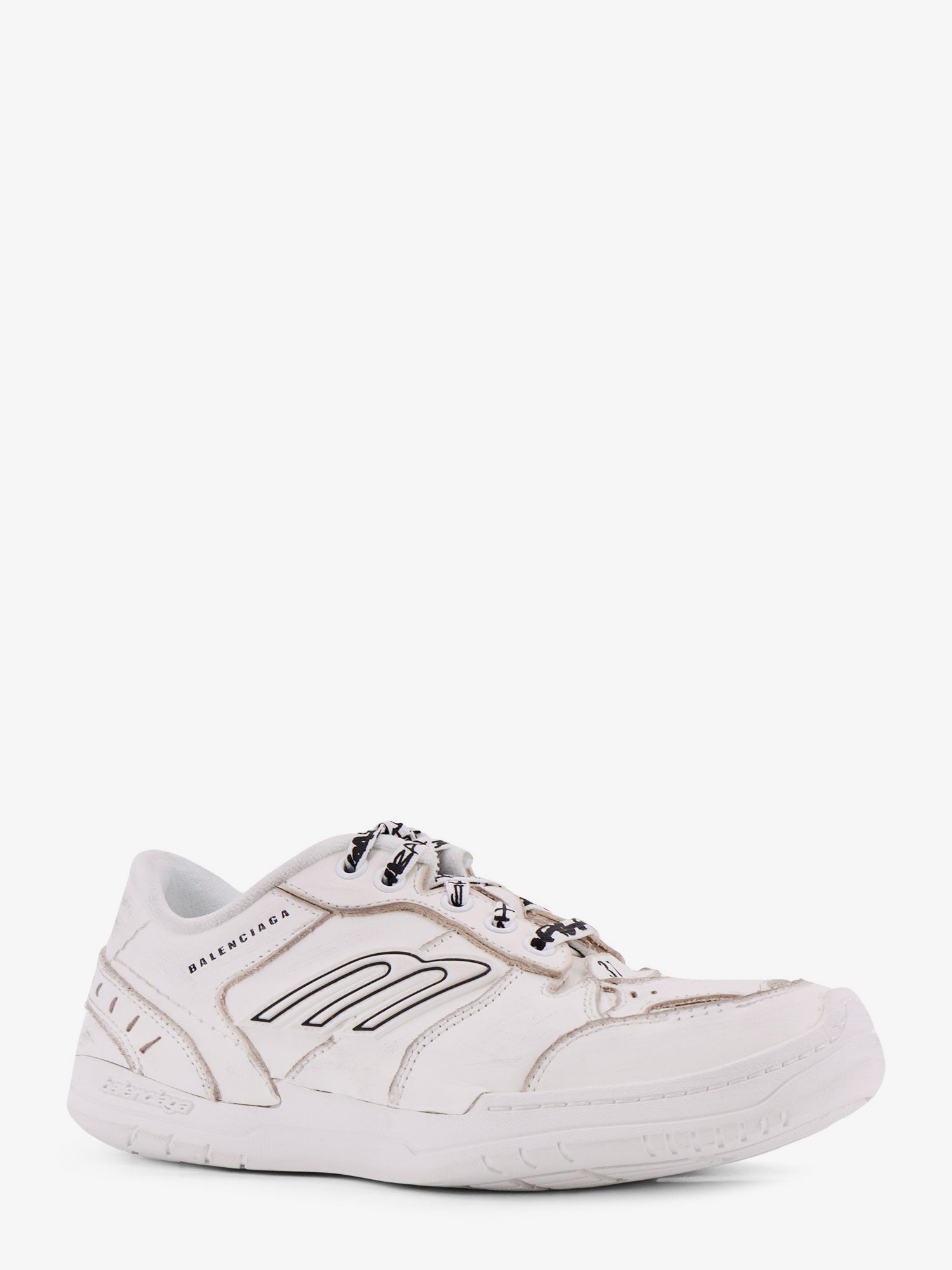 Balenciaga Hamptons Worn-out Leather Low-top Sneakers