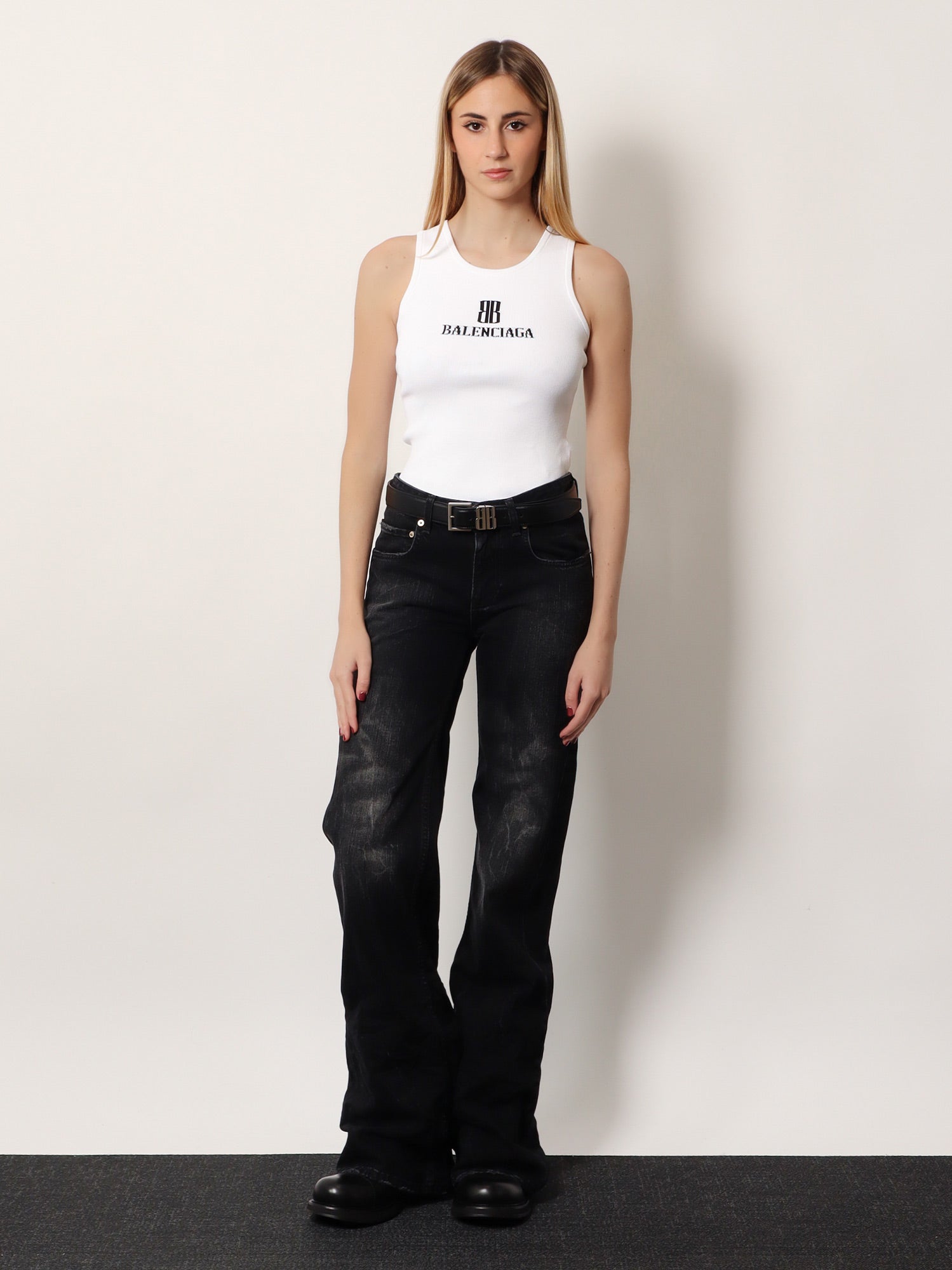 Balenciaga Wide Leg Black Denim Trousers