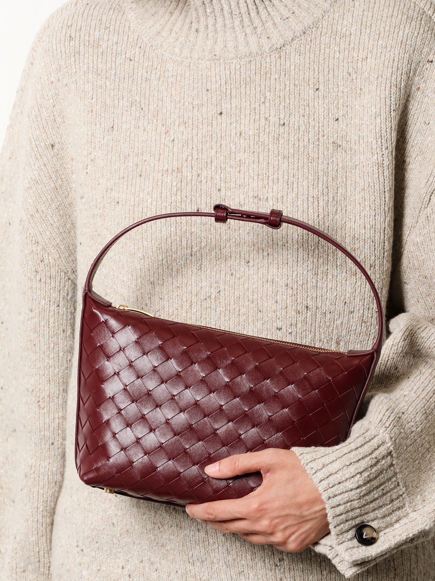Bottega Veneta Wallace Leather Shoulder Bag With Intrecciato Motif