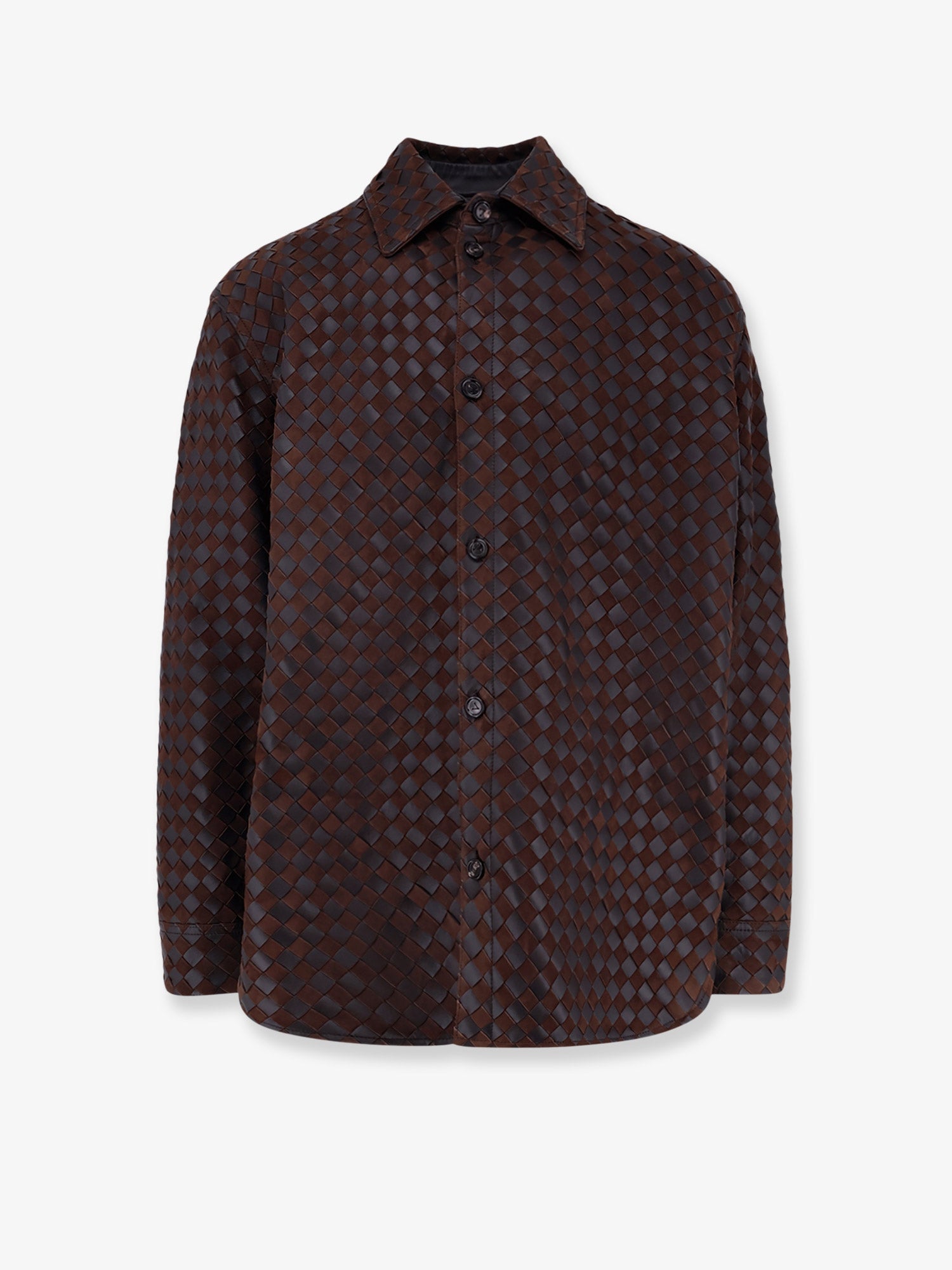 Bottega Veneta Leather And Suede Shirt/jacket With Intrecciato Motif