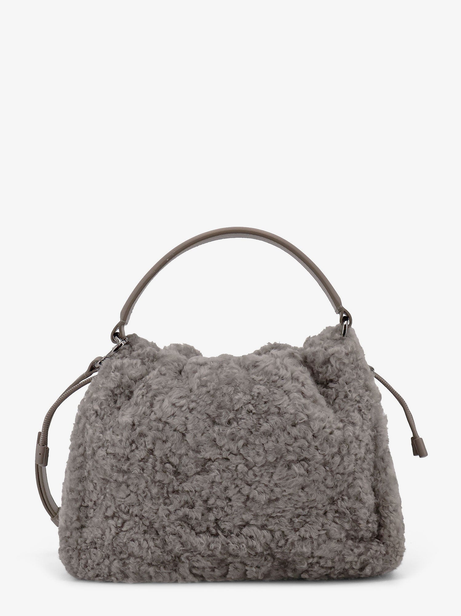 Brunello Cucinelli Bucket Mellow Small Shearling Fuzzy Bucket Bag