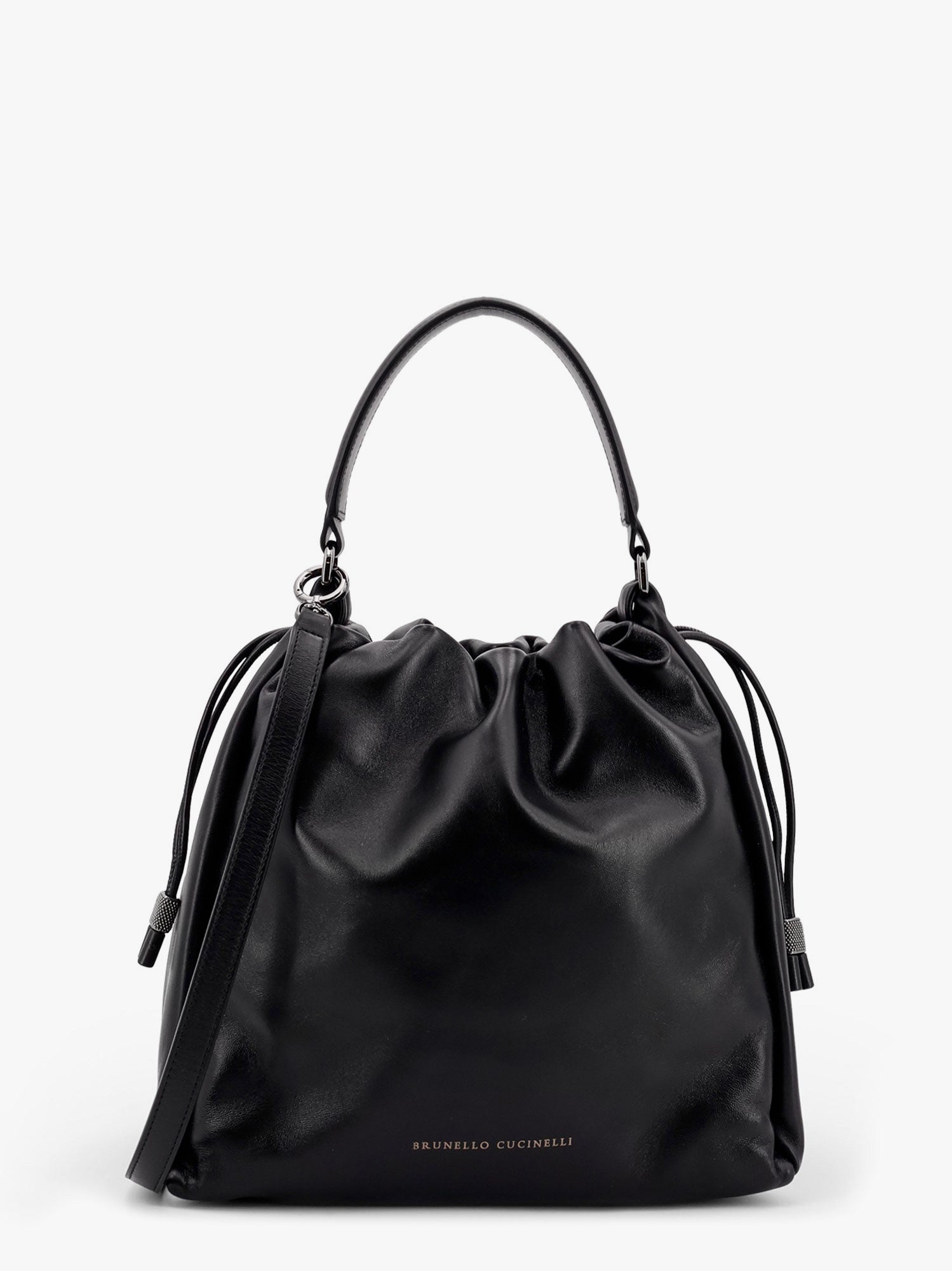 Brunello Cucinelli Bucket Mellow Leather Bucket Bag With Monili Detail