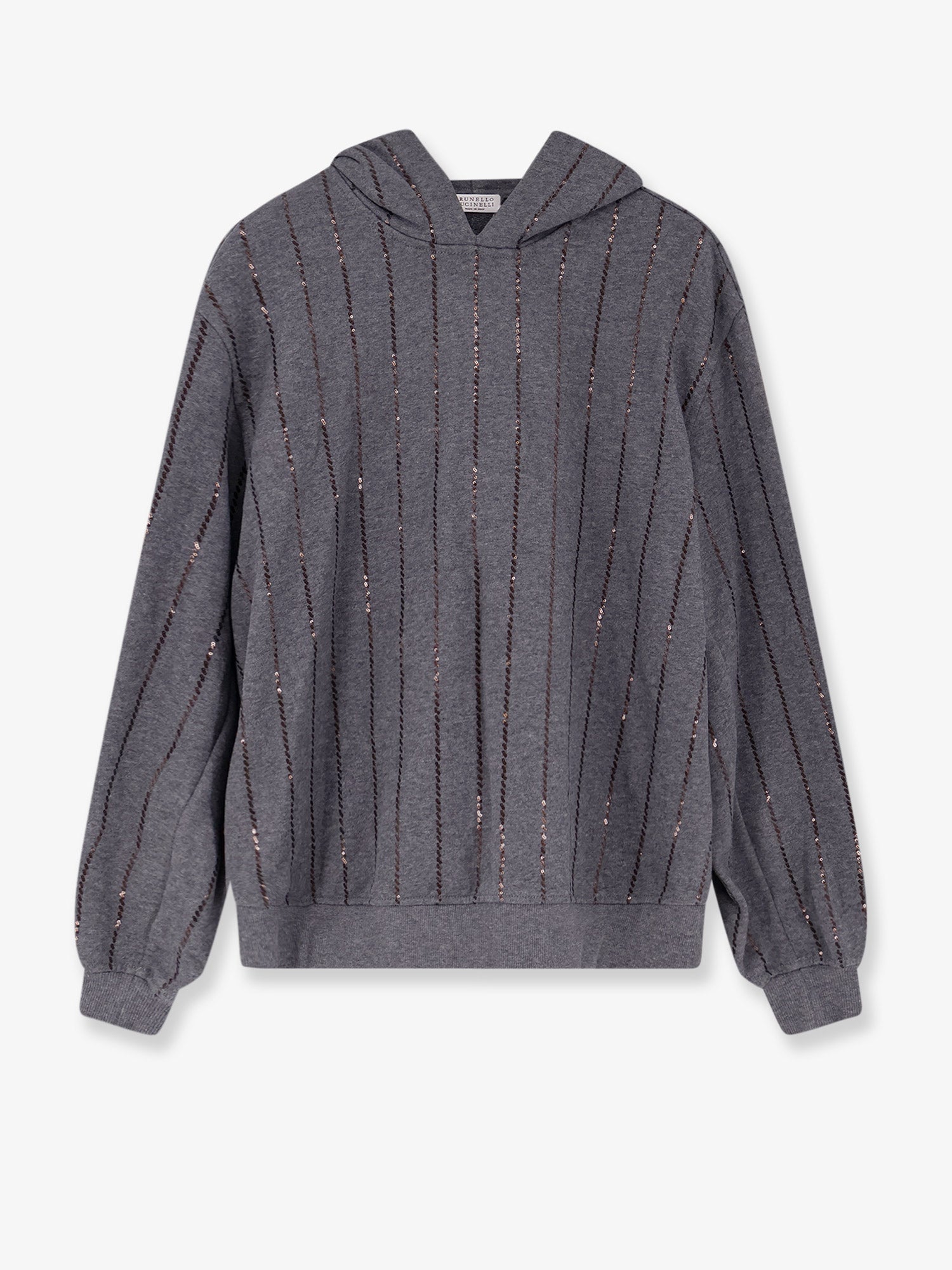 Brunello Cucinelli Dazzling Chalk Stripe Embroidery Cotton Sweatshirt