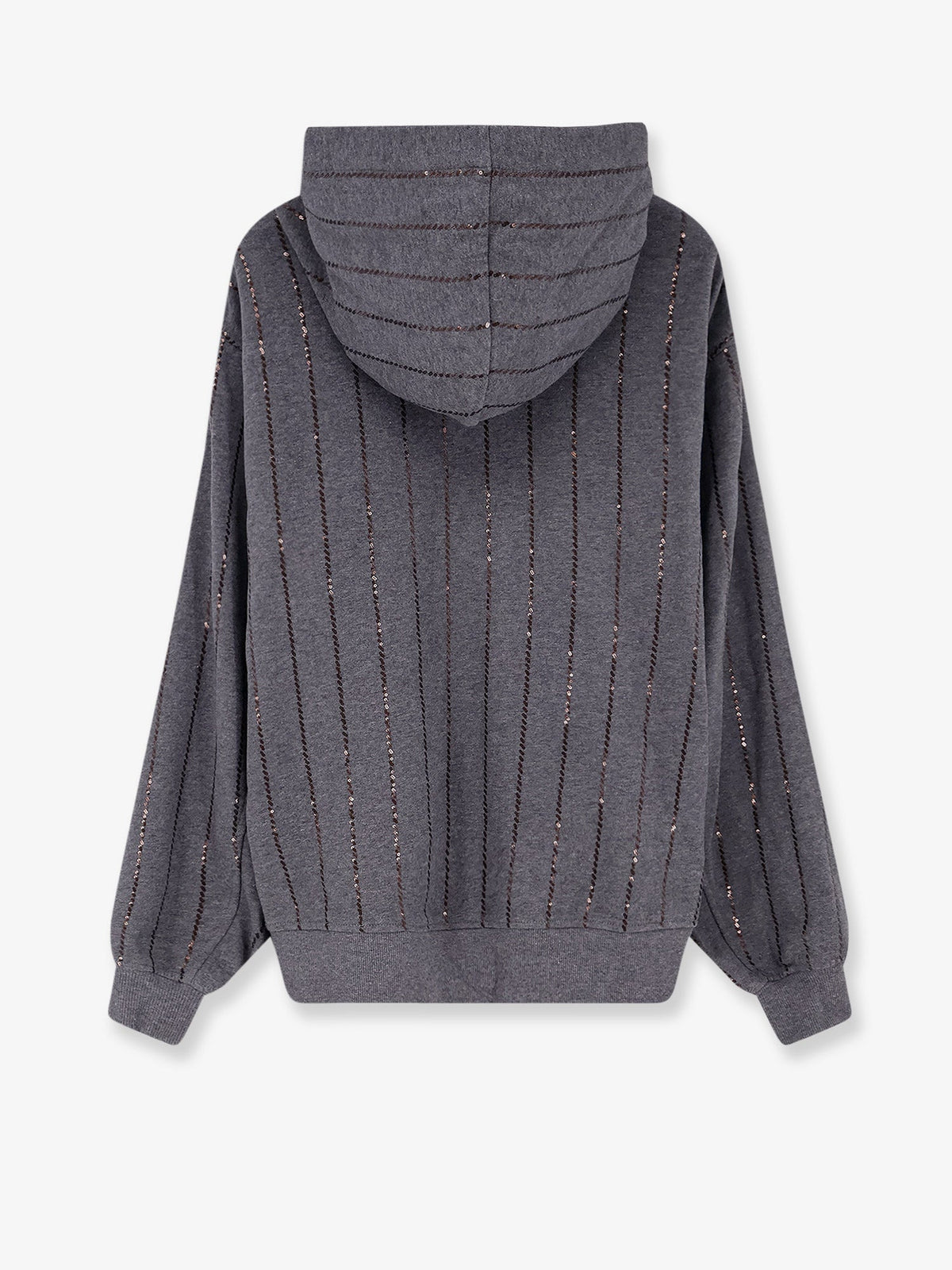 Brunello Cucinelli Dazzling Chalk Stripe Embroidery Cotton Sweatshirt