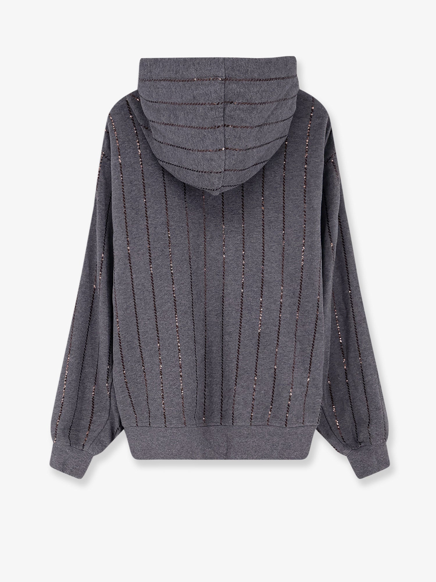 Brunello Cucinelli Dazzling Chalk Stripe Embroidery Cotton Sweatshirt
