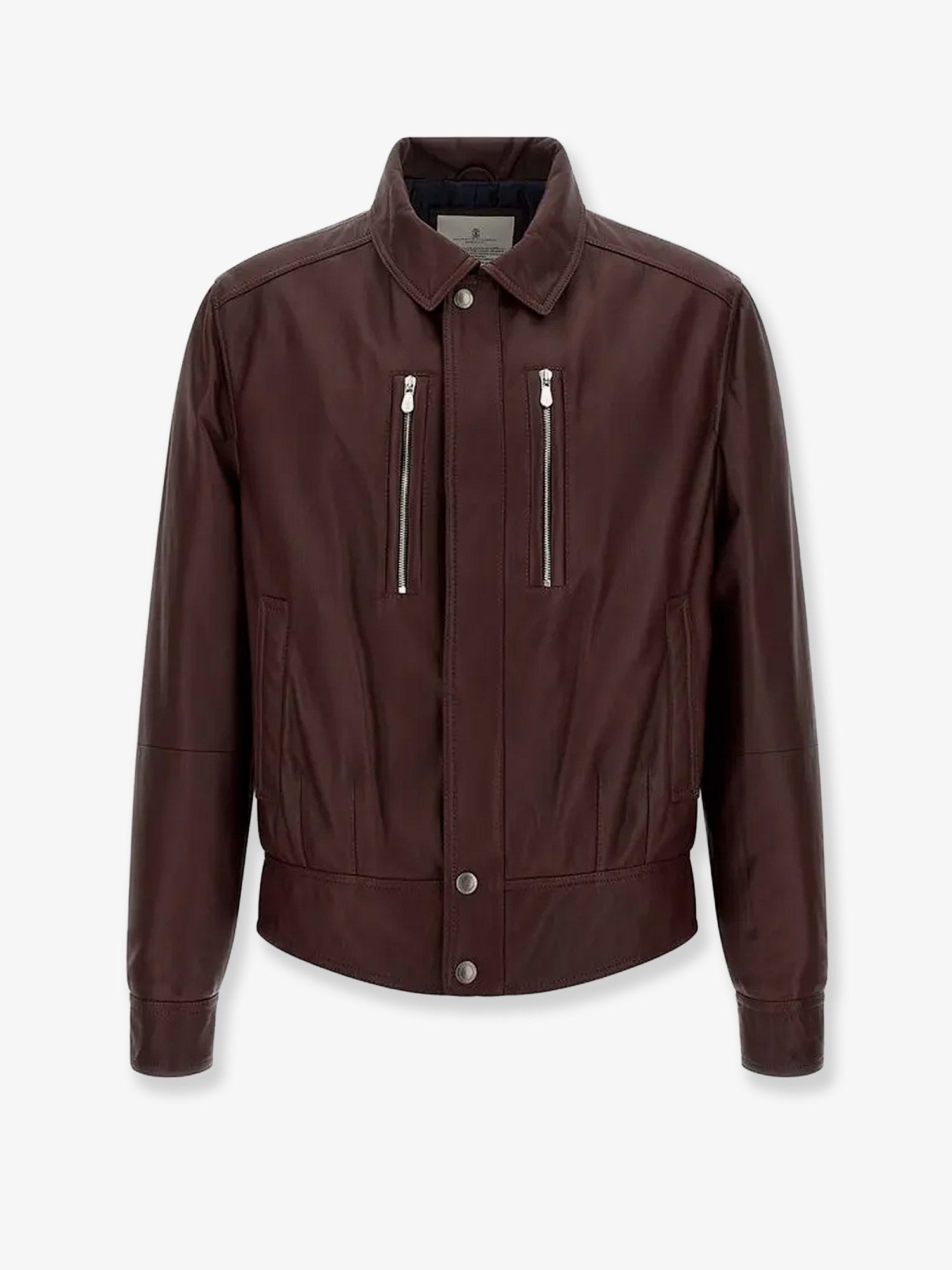 Brunello Cucinelli Leather Bomber With Padding