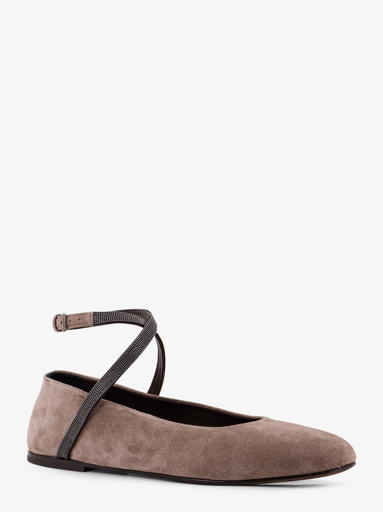 Brunello Cucinelli Suede Ballerinas With Monili Detail