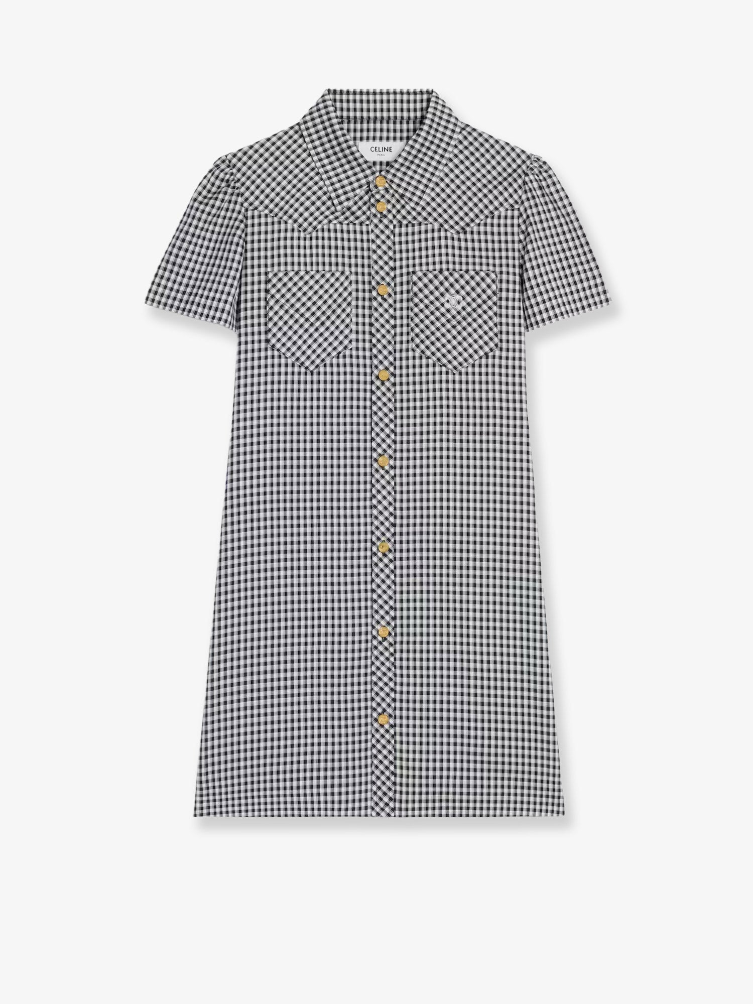 Celine Vichy Silk Mini Chemisier Dress