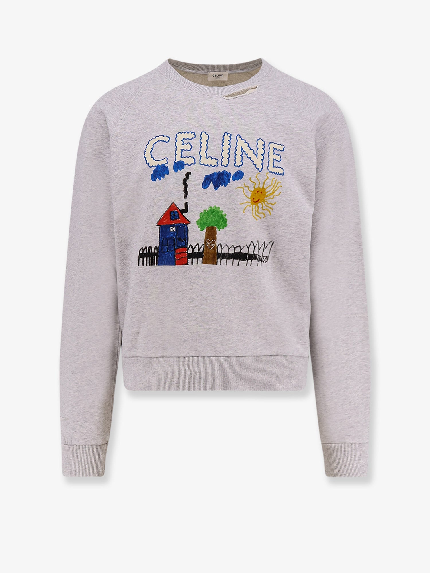 Celine Cotton Sweatshirt With Multicolor Print
