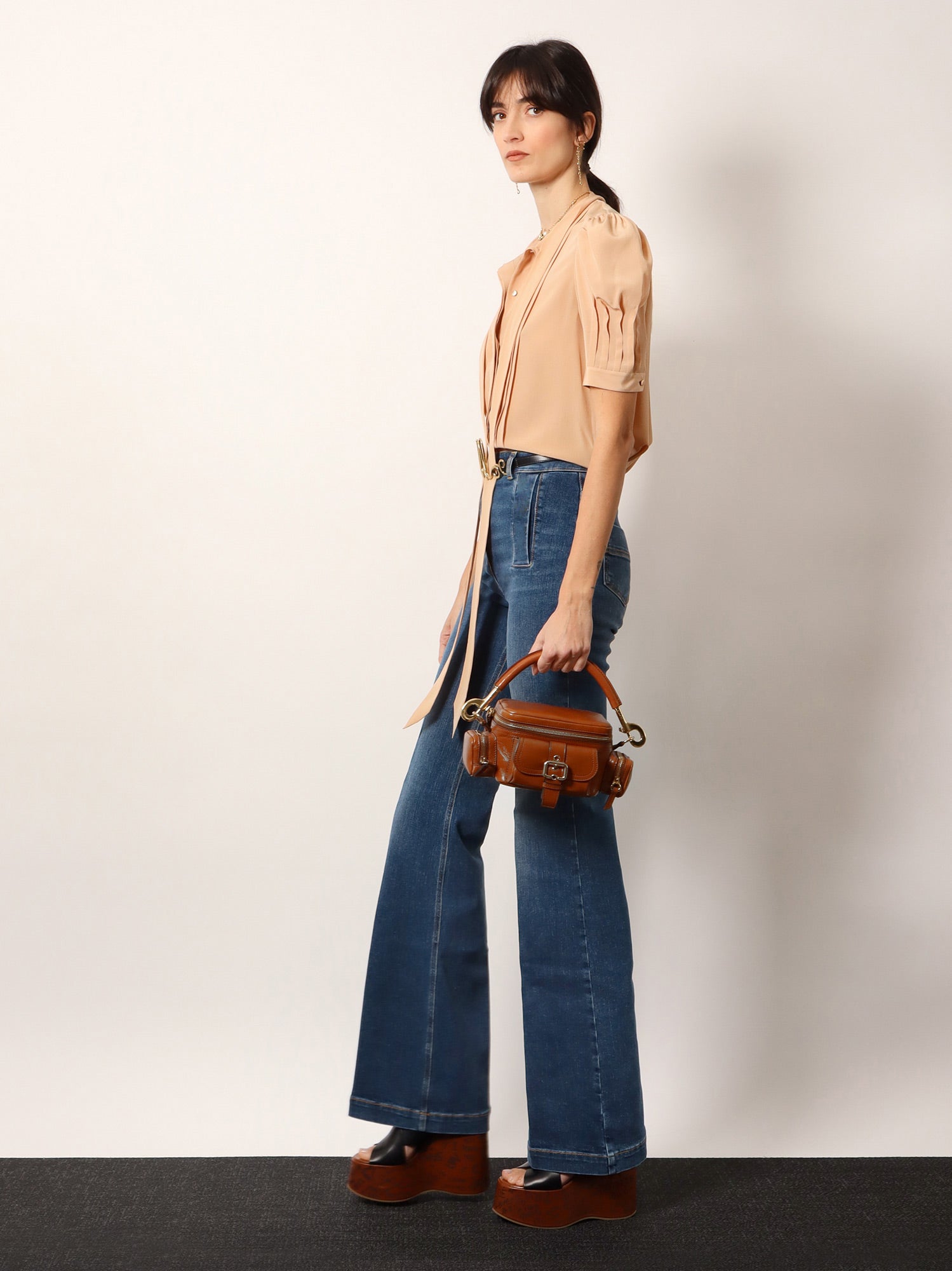 Chloé Small Double Carry Leather Bag With Multipocket Detail