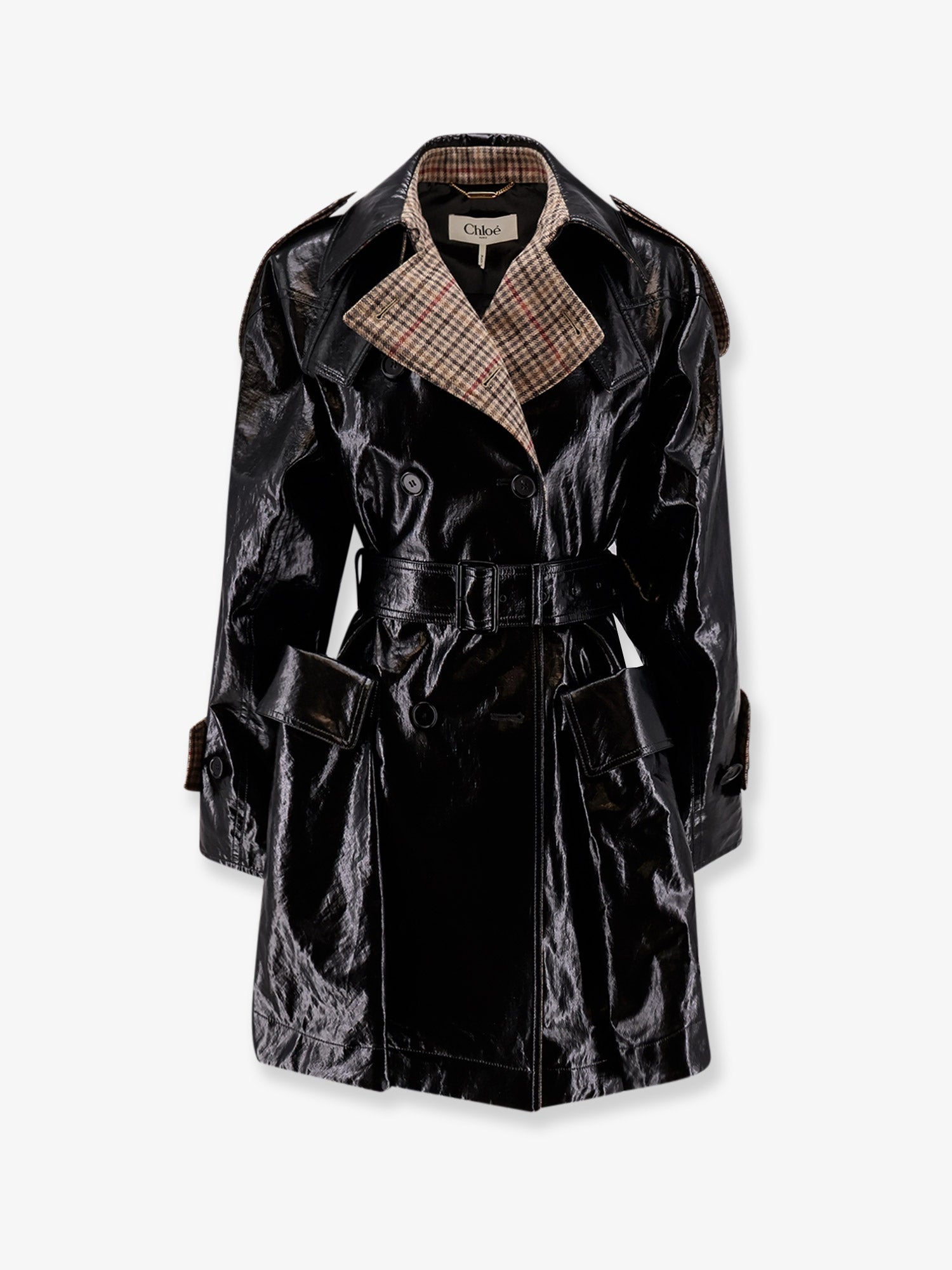 Chloé Coated Linen Trench With Wool Blend Details