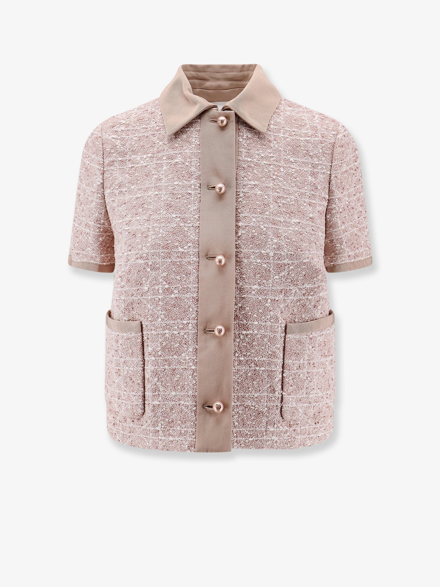 Dior Macrocannage Short Sleeve Cotton Blend Tweed Blazer