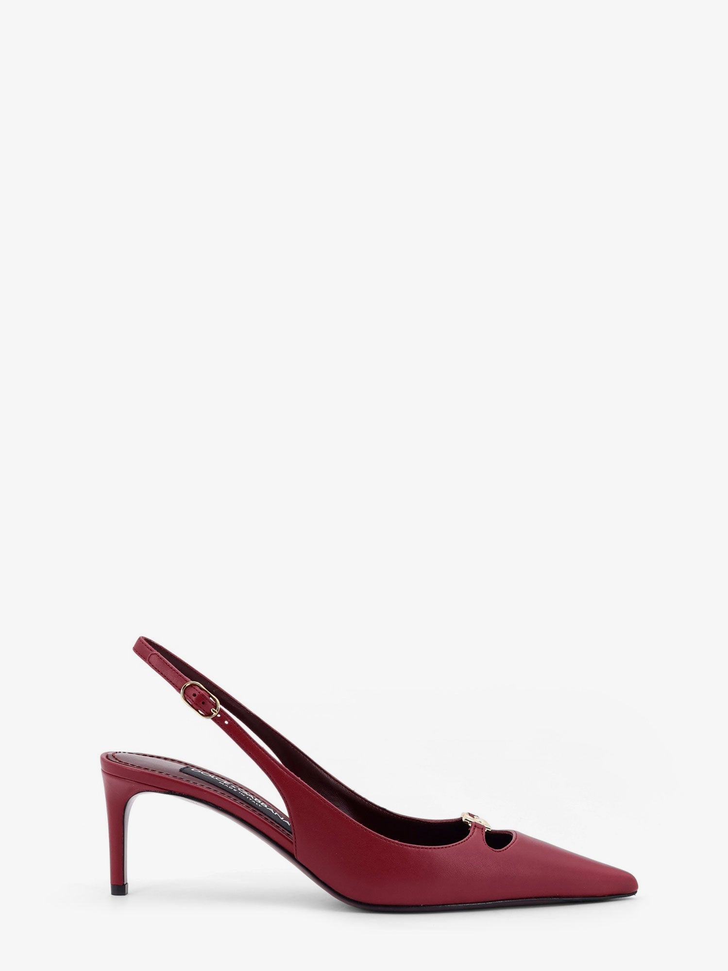 Dolce & Gabbana Leather Decolletè Slingback With Metal Logo