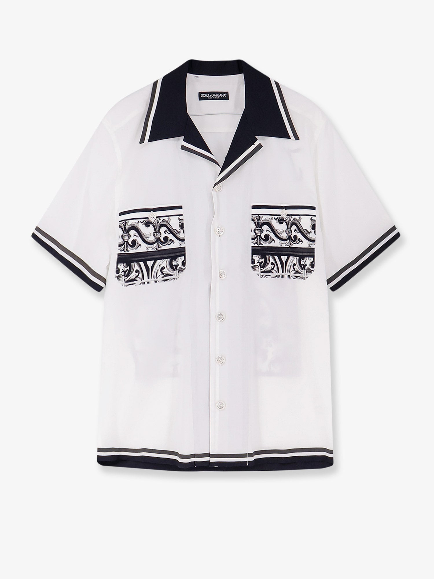 Dolce & Gabbana Cotton Shirt With Maxi Maiolica Print On The Back