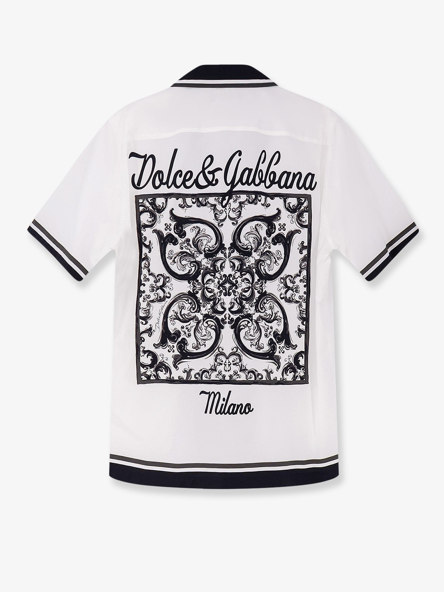 Dolce & Gabbana Cotton Shirt With Maxi Maiolica Print On The Back